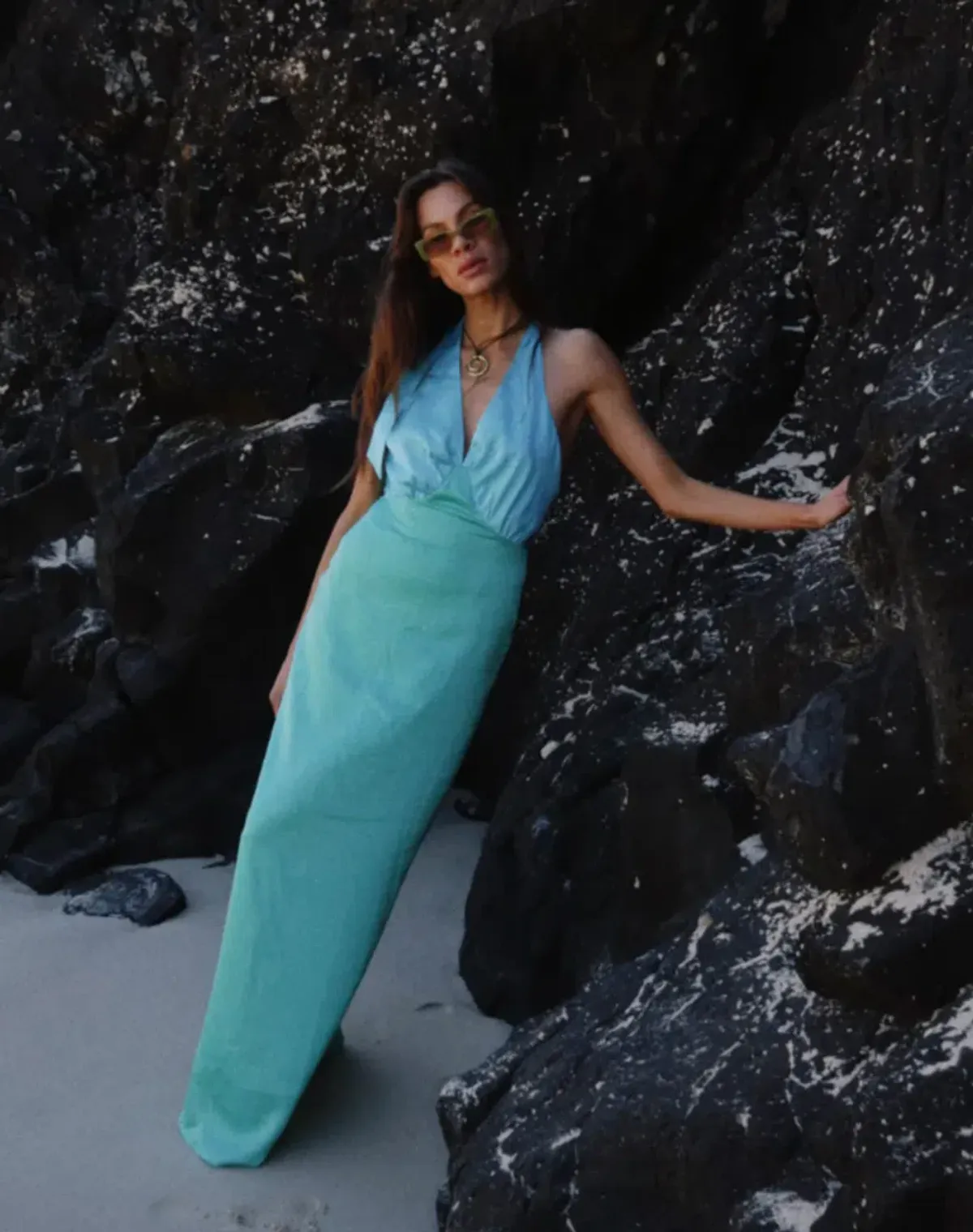 The Wolf Gang Oahu Slip Maxi Dress Aquamarine Blue & Green Size S / AU 8 - Image 6