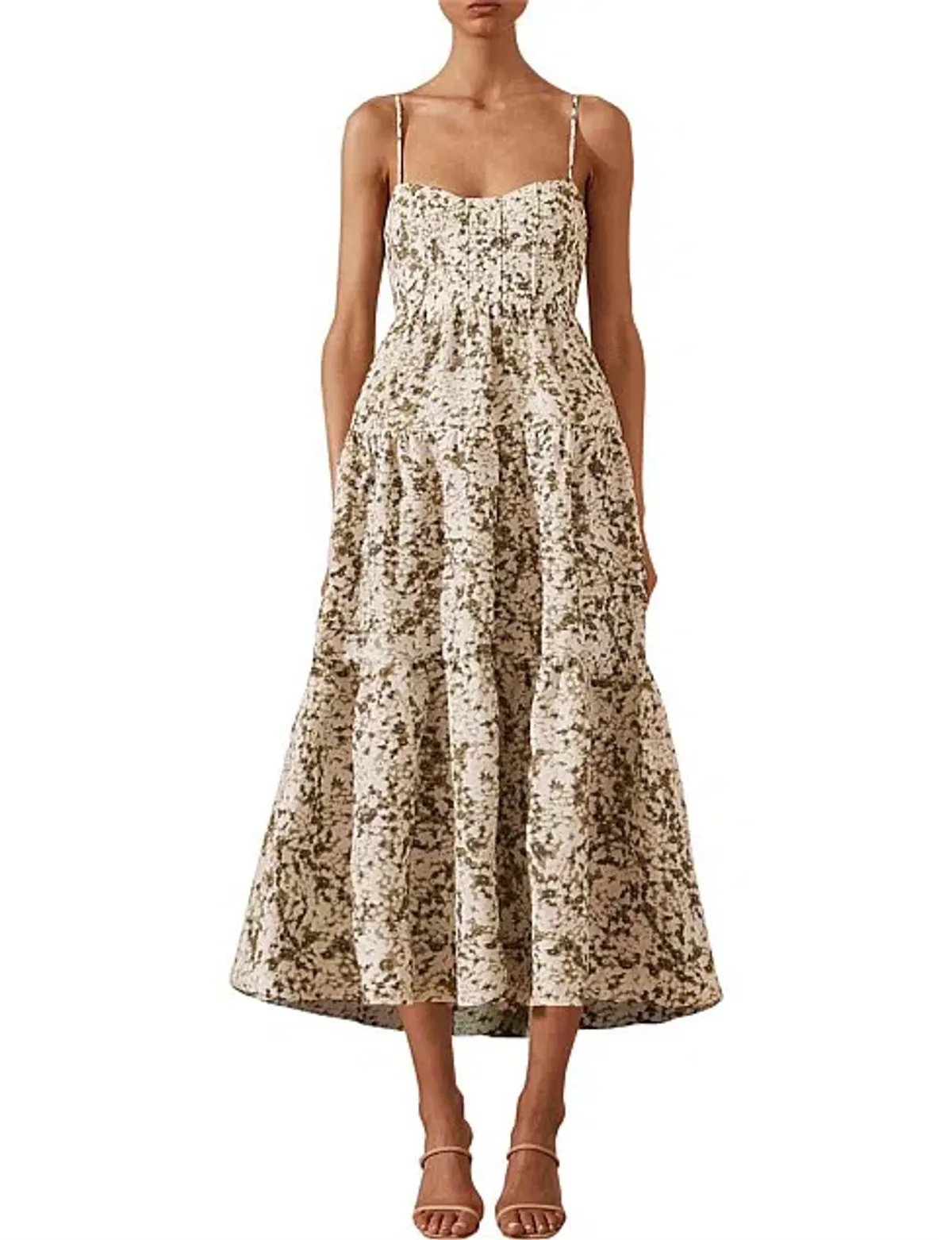 SHONA JOY SUZETTE TIERED MIDI LINEN DRESS  - Image 3