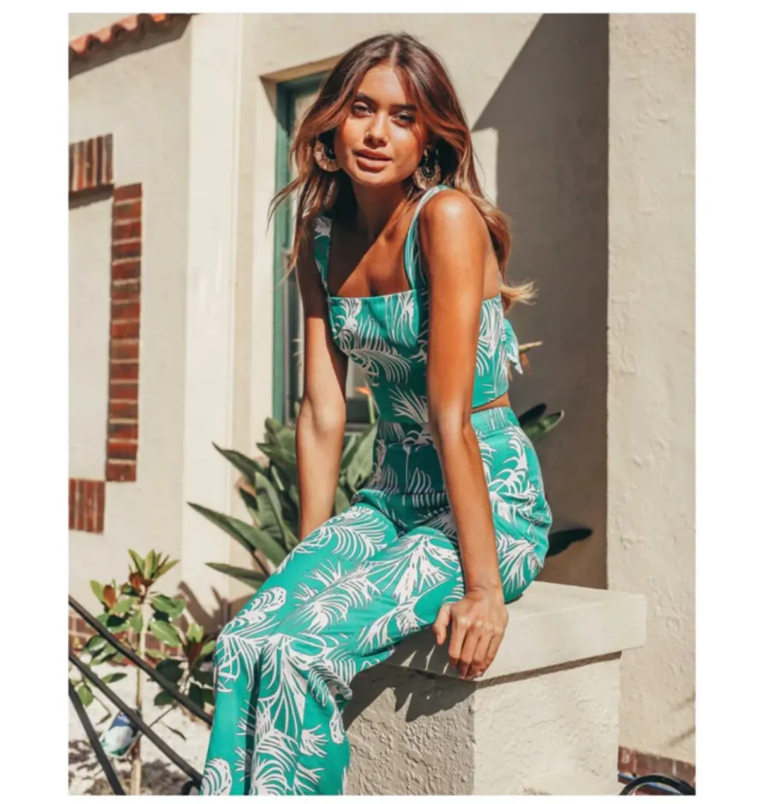 Kookai Manilla Top Size AU 8 and Pants Size AU 10 Set Green for rent on The Volte - main image