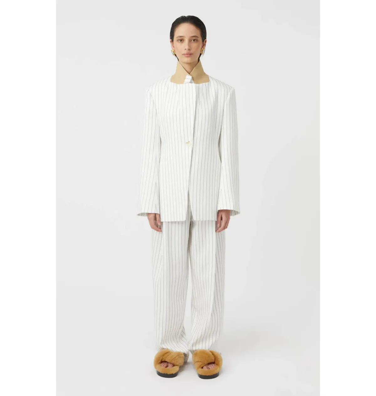 Camilla and Marc Jagger Blazer and Trousers Set White Pinstripe Size AU 8 - Image 2