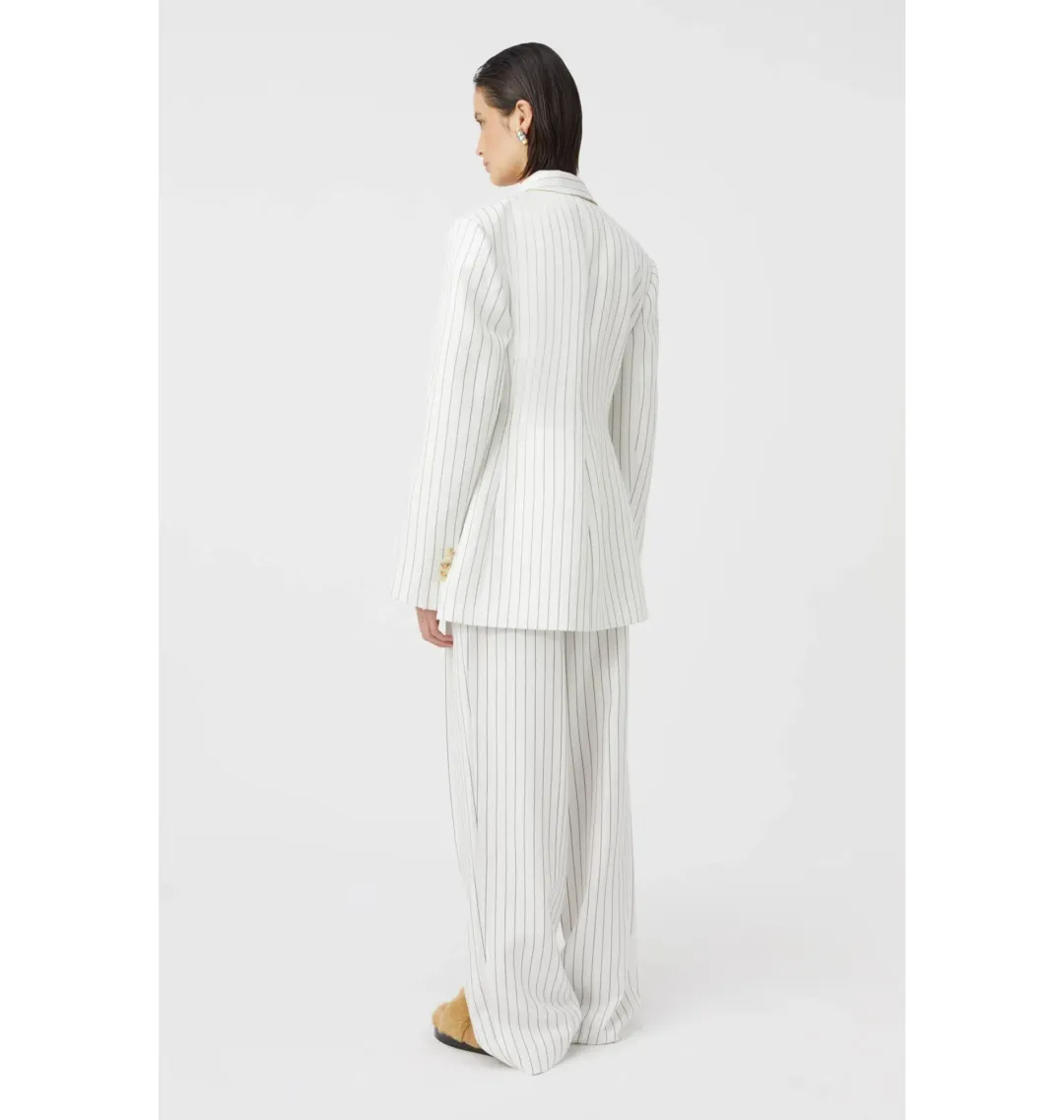 Camilla and Marc Jagger Blazer and Trousers Set White Pinstripe Size AU 8 for rent on The Volte - main image