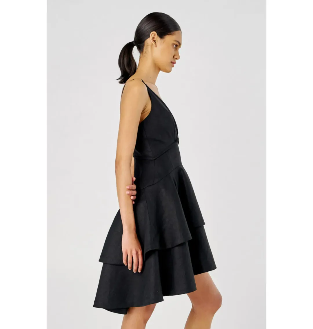 Oroton Tiered Bodice Dress Black Size AU 8  for rent on The Volte - main image