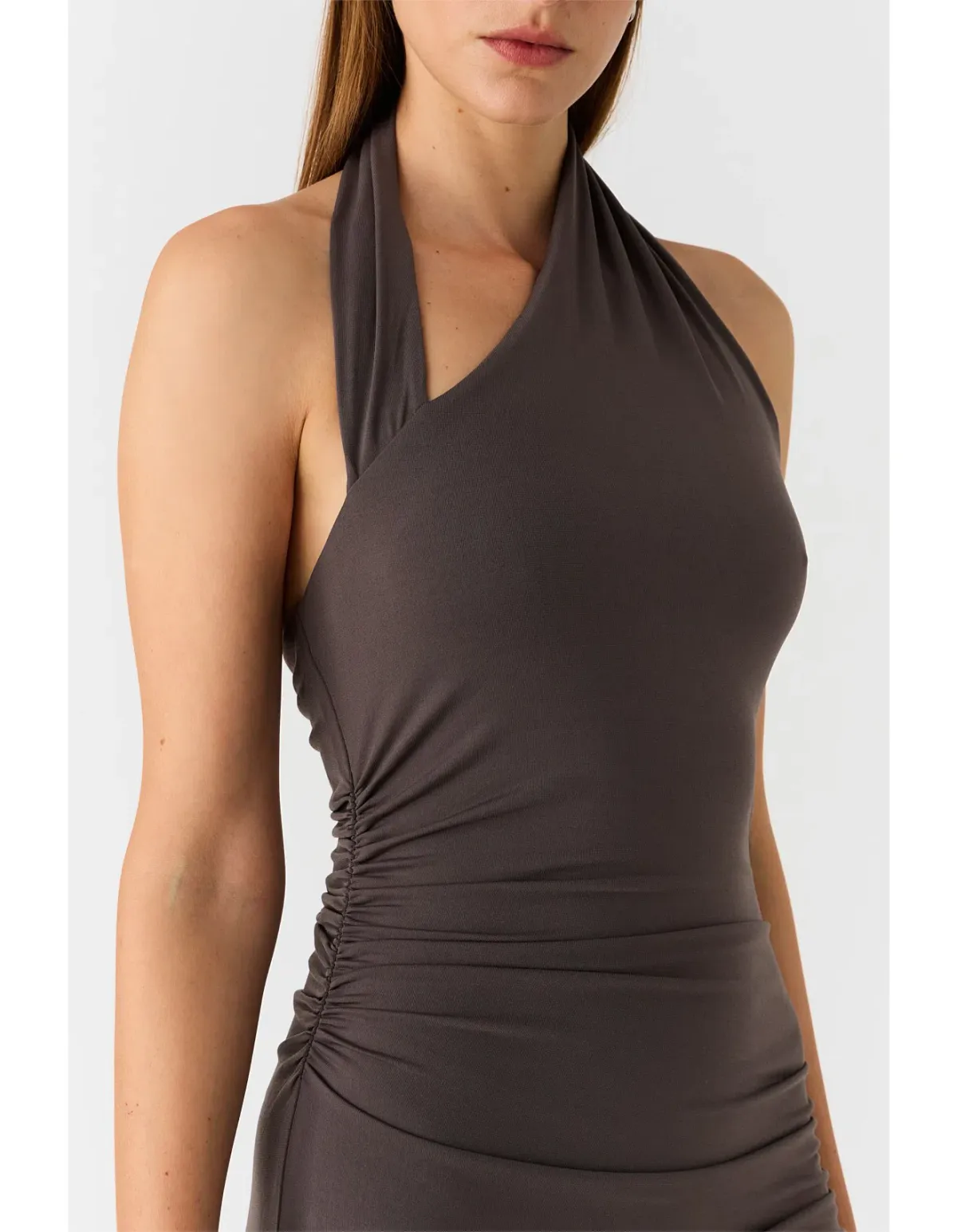 MISHA Krystal Matte Slinky Midi Dress Cloud Grey Size 10 - Image 4