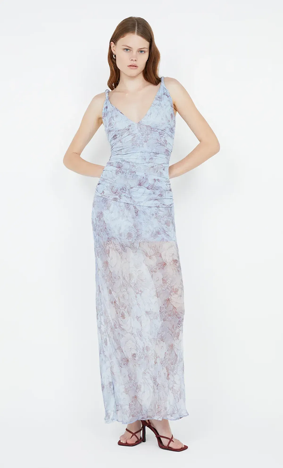 Bec & Bridge Danica V Neck Maxi Dress Chambray Rose Blue Size 10 - Image 7