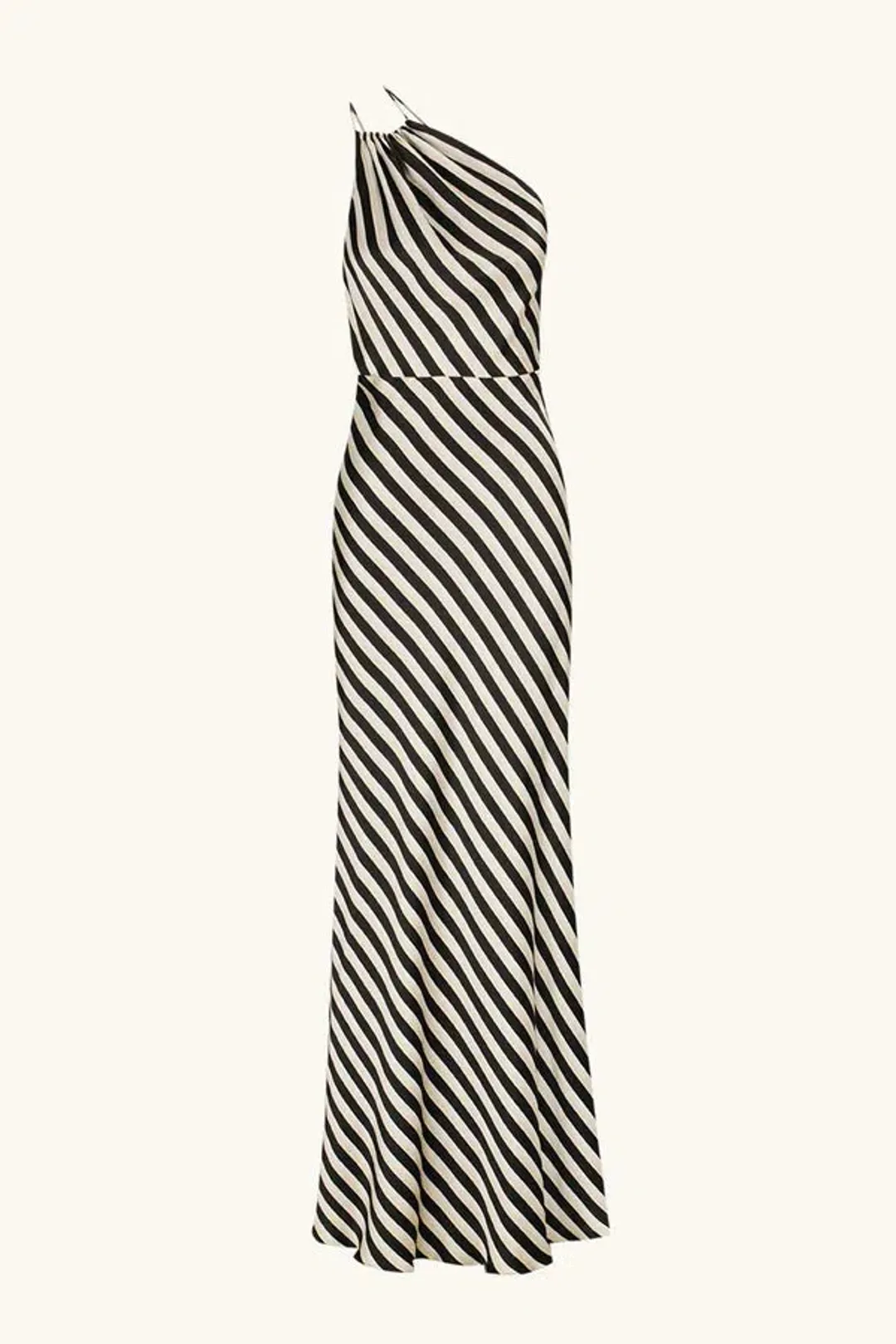 Shona Joy Escalet Silk One Shoulder Open Back Maxi Dress Black/Cream Size 8 for rent on The Volte - main image