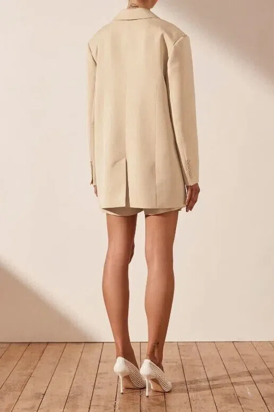 Shona Joy Sara Oversized Tailored Blazer Sand Size 8 for rent on The Volte - main image