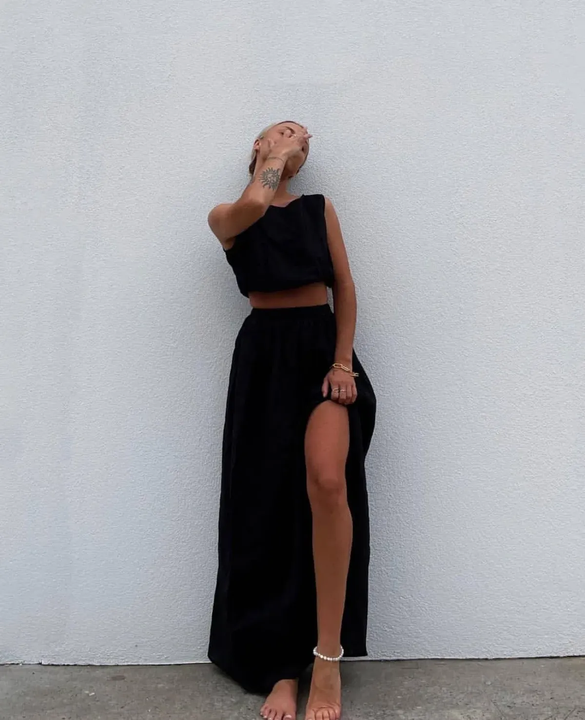 Dissh Dylan Linen Crop and Maxi Skirt Set Black Size 6 - Image 6