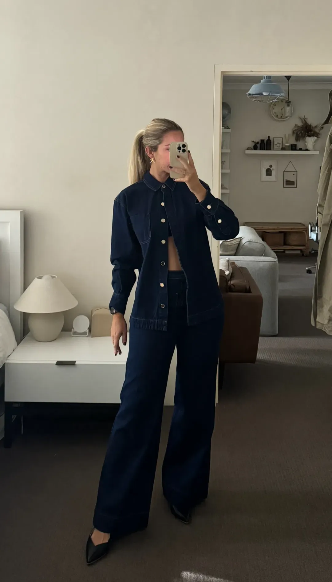 Seed Heritage Denim Classic Shirt Size 6 & Pocket High Waisted Jeans Size 10 Set Neptune Wash for rent on The Volte - main image