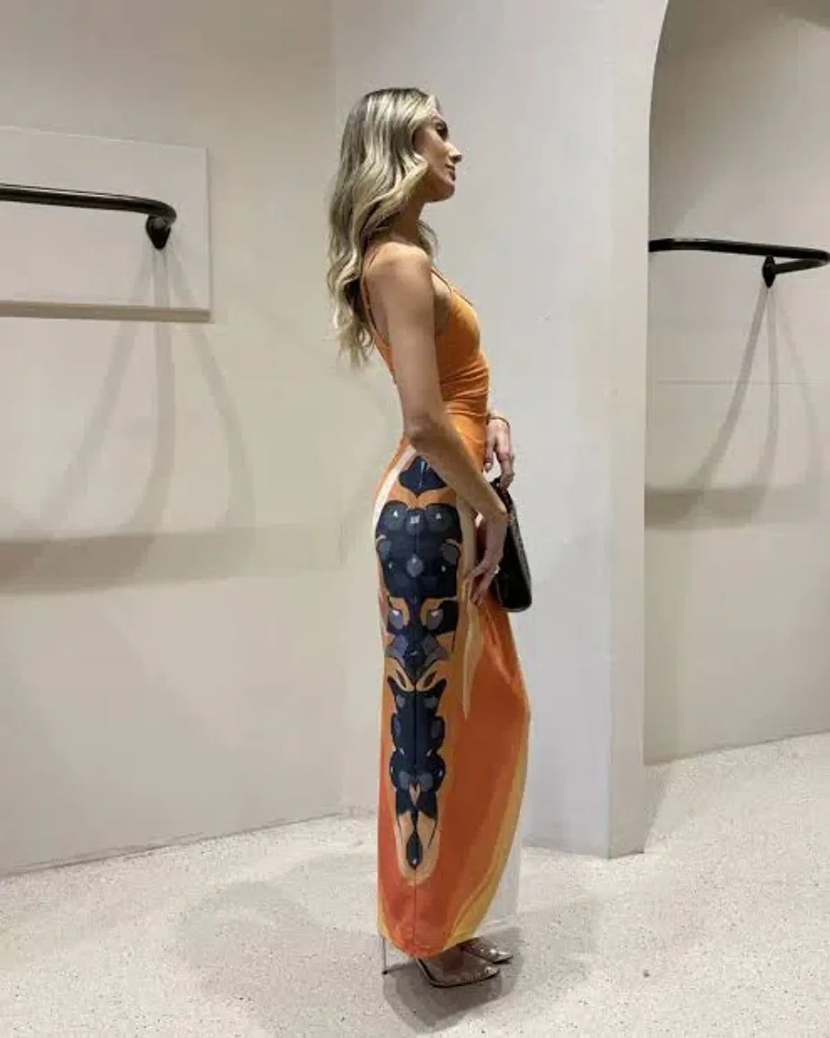 She is Ollà Papaya Midi Dress Papaya Print / Black Size S / AU 8 - Image 4