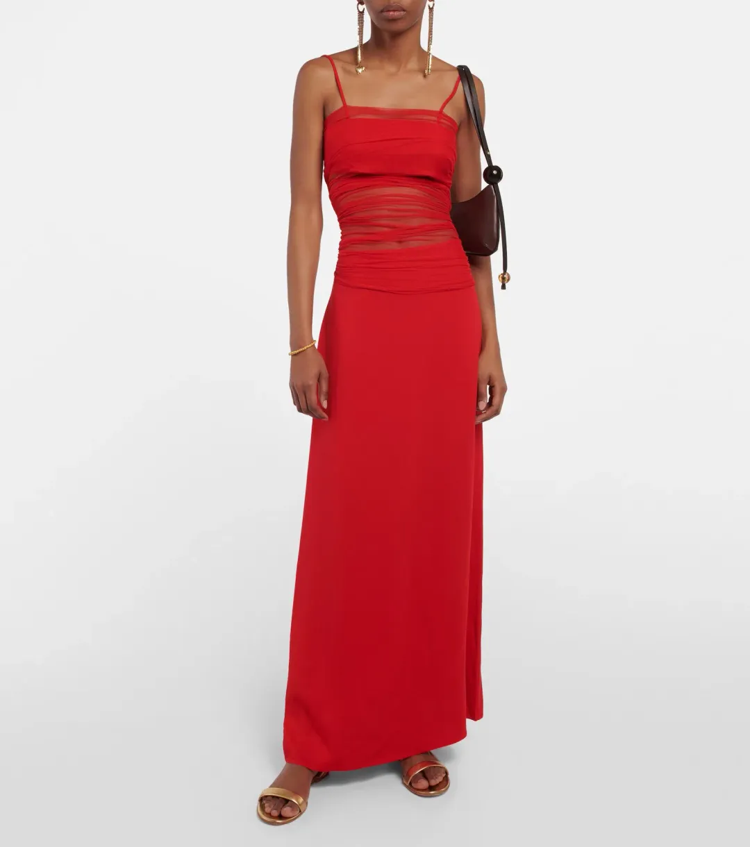 Christopher Esber Contrast Sheer Panel Dress Rubrum Red Size AU 10 for rent on The Volte - main image