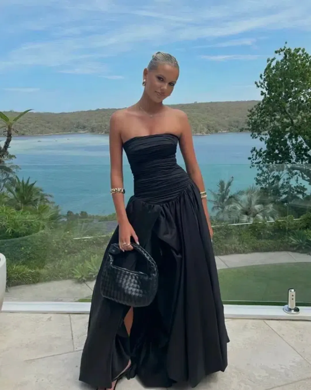 Aje Violette Bubble Hem Maxi Dress Black Size 8 for rent on The Volte - main image