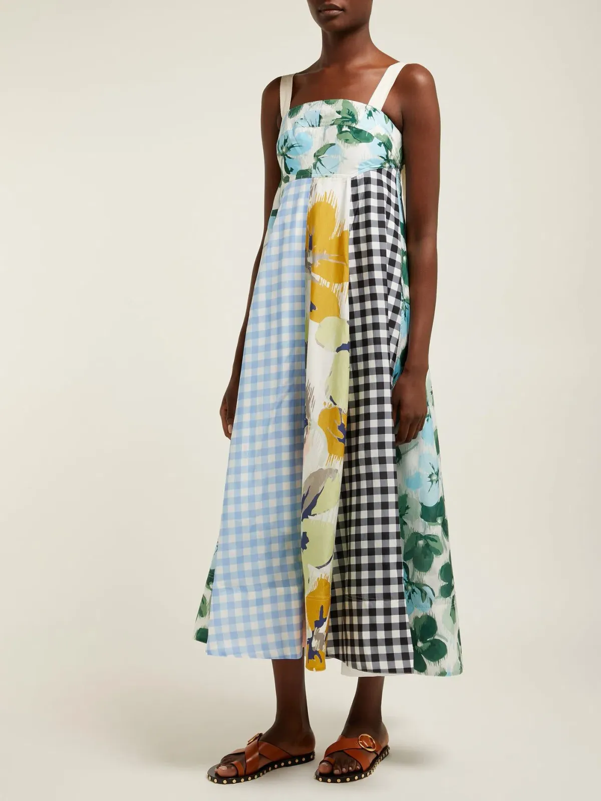 Lee Mathews Bridget Mixed Print Apron Dress In Multi Size 6 - Image 1