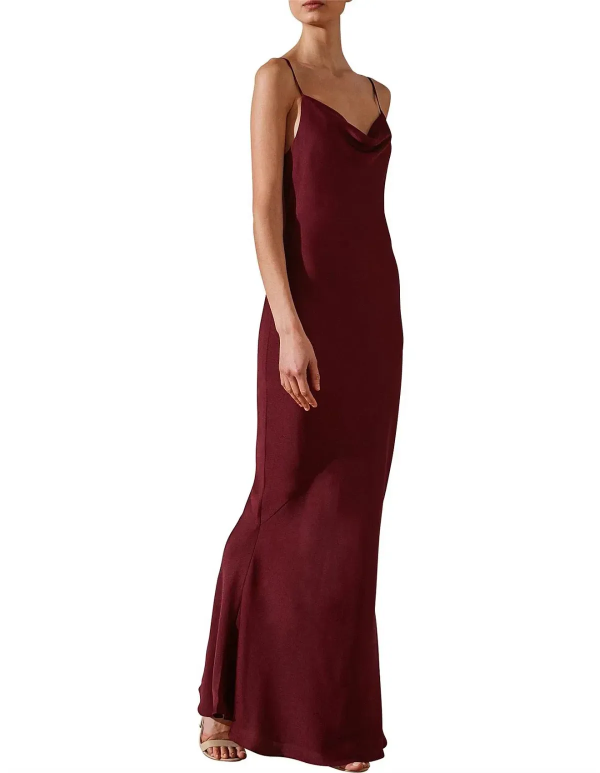 Shona Joy Luxe Bias Cowl Slip Dress Burgundy Size 10 - Image 1