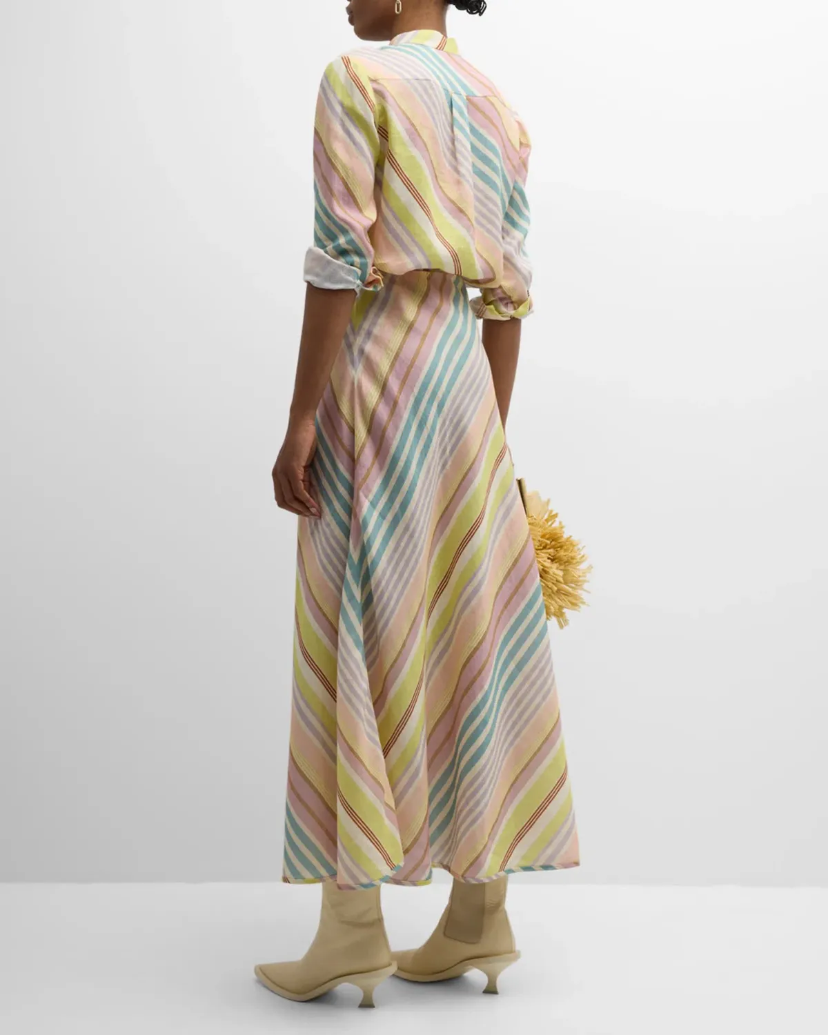 Zimmermann Halliday Slim Shirt and Bias Skirt Set Multi Stripe AUS size 8 Zimmermann size 0 - Image 3