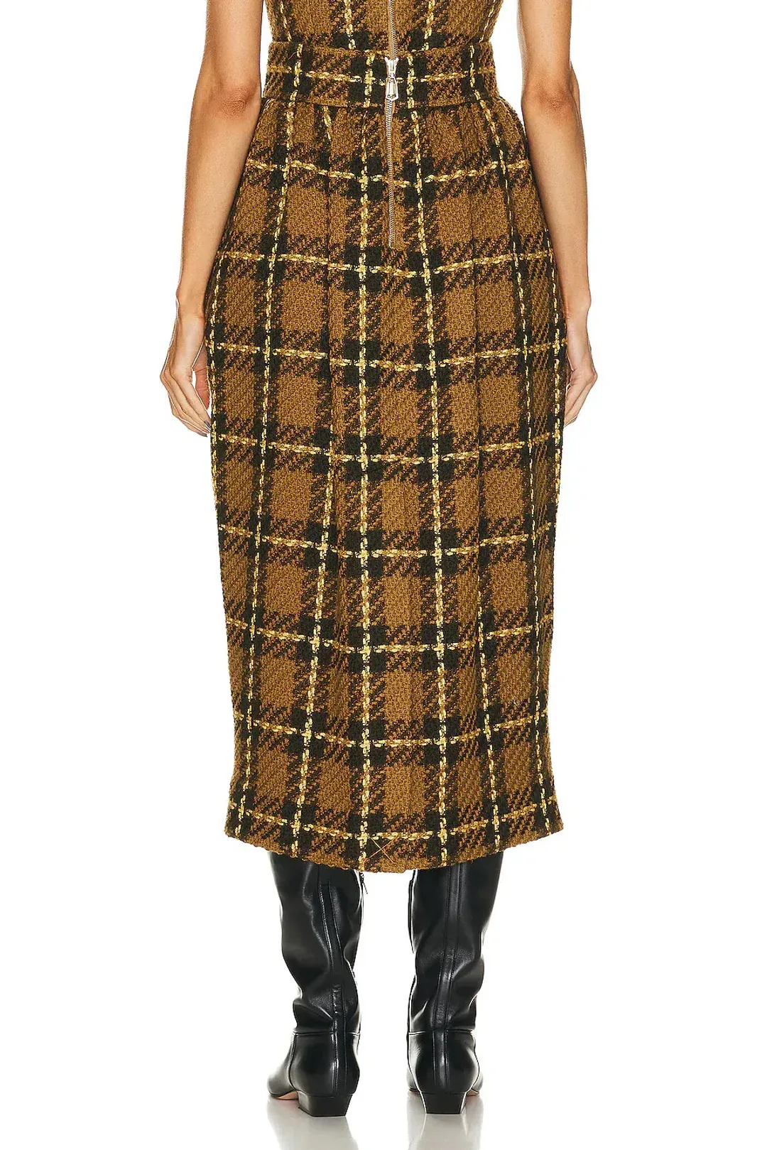 Zimmermann Luminosity Check Bodice and Tulip Skirt Set Olive Check Size 0 / AU 8 for rent on The Volte - main image