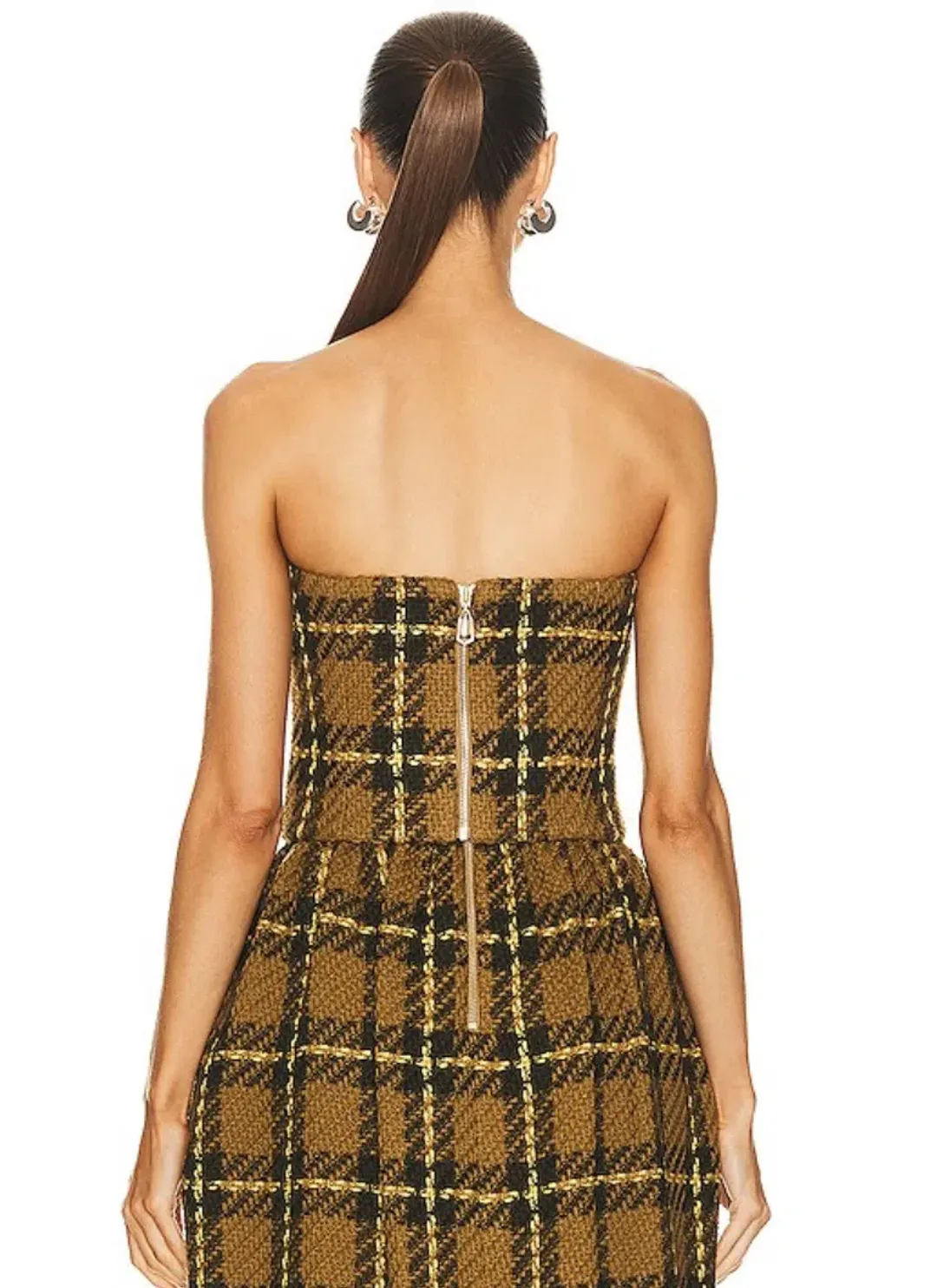 Zimmermann Luminosity Check Bodice and Tulip Skirt Set Olive Check Size 0 / AU 8 for rent on The Volte - main image