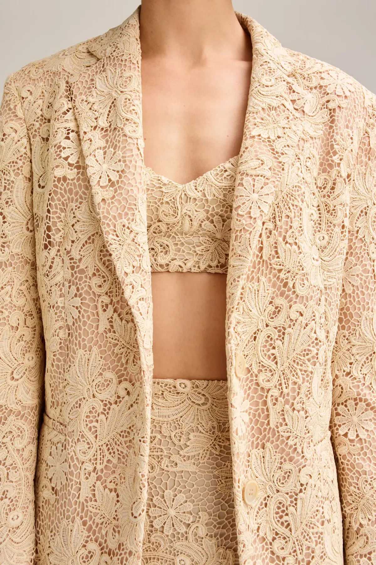 Scanlan Theodore Lace Bralette Size 10 & Shorts Size 10 & Loose Fit Jacket Size 6 Set Antique  - Image 3