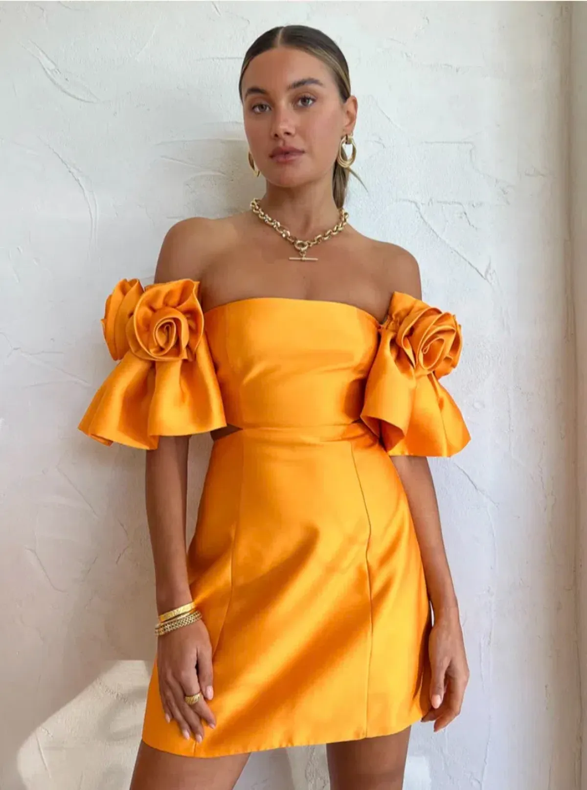 Alemais Macie Rosette Mini Dress in Saffron Size 12 - Image 5