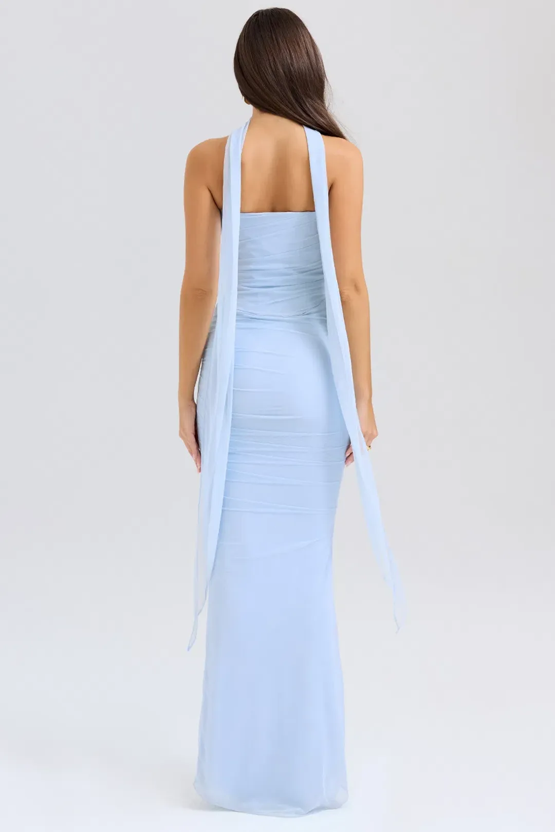 House of CB Hallie Strapless Corset With Neck Scarf and Cassidy Fluted Hem Maxi Skirt Set Bluebell Size S / AU 8 for rent on The Volte - main image