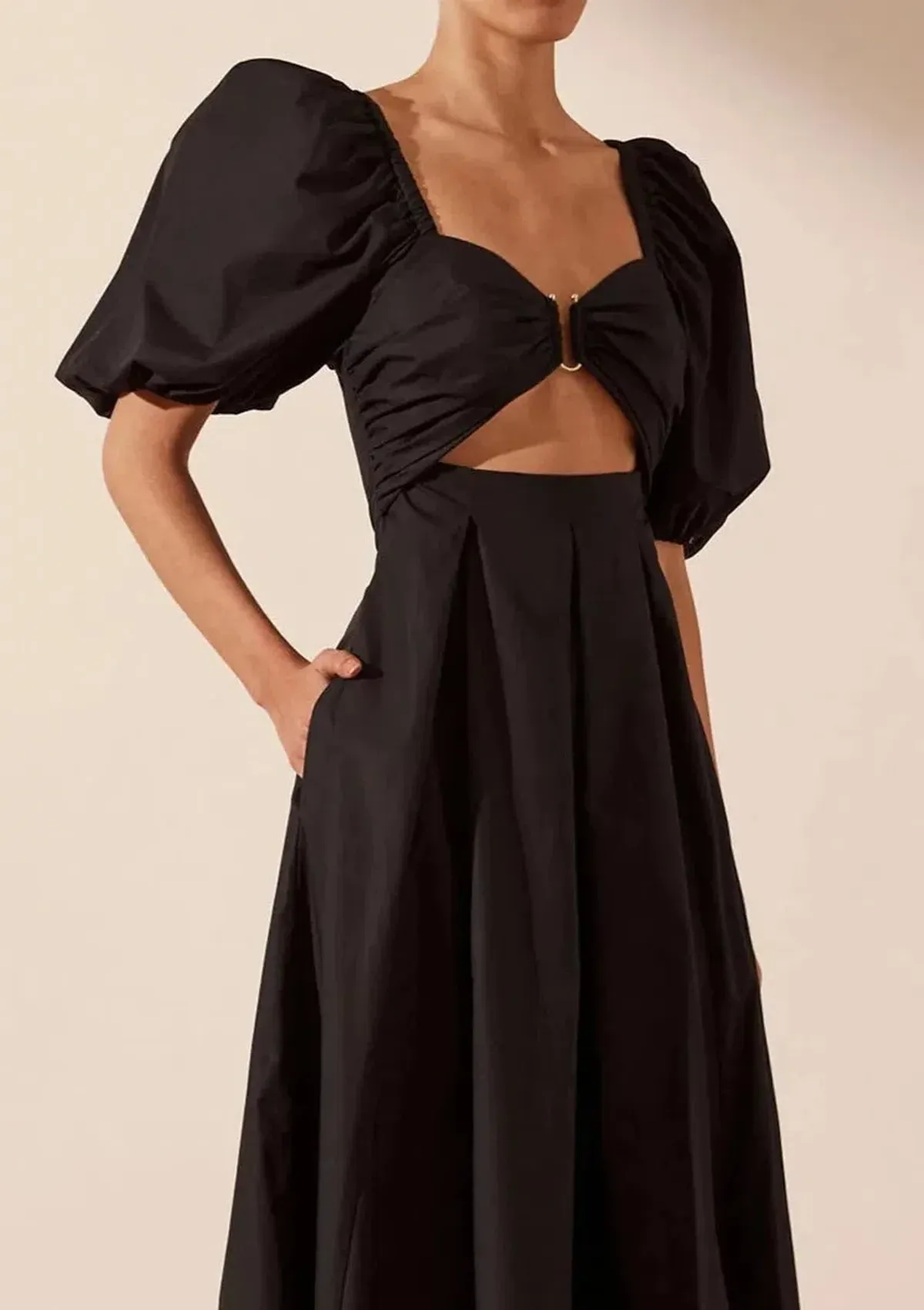 Shona Joy Mareva Short Sleeve Cut Out Midi Dress Black Size 10 - Image 2