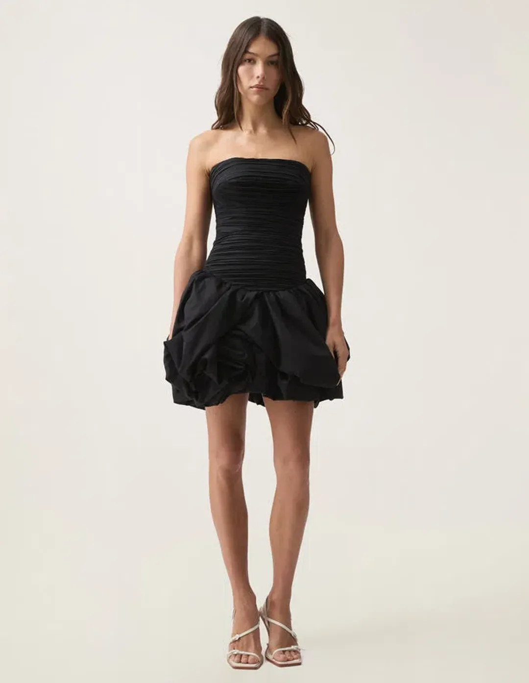 Aje Violette Bubble Hem Mini Dress Black Size 6 for rent on The Volte - main image