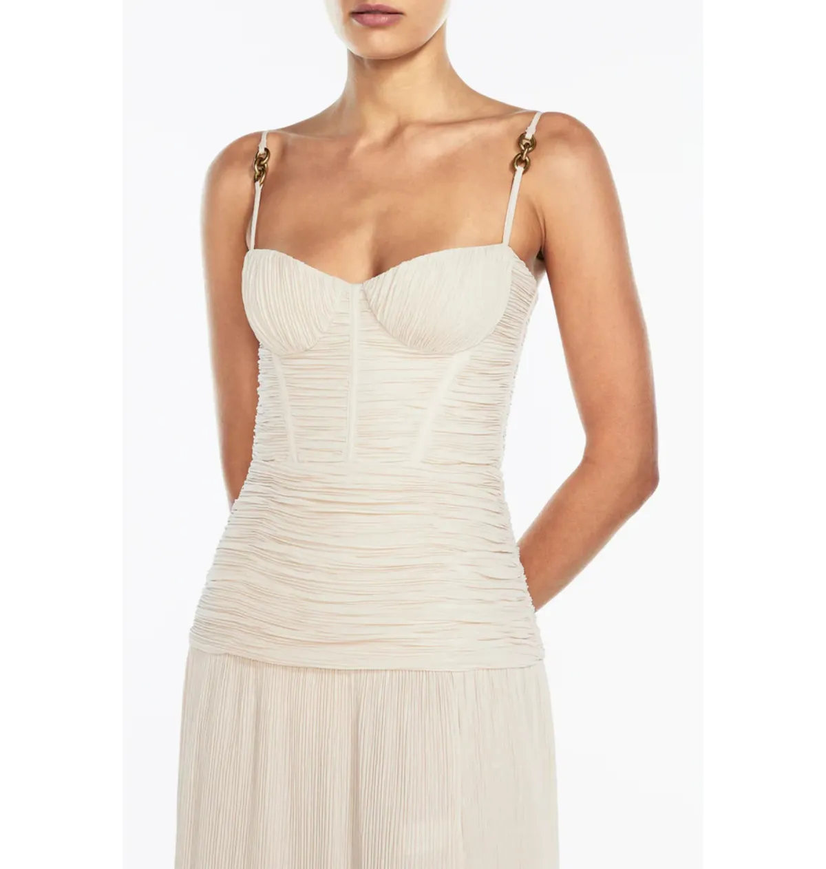 Manning Cartell Double Time Pleat Dress Nougat Size AU 10 - Image 3