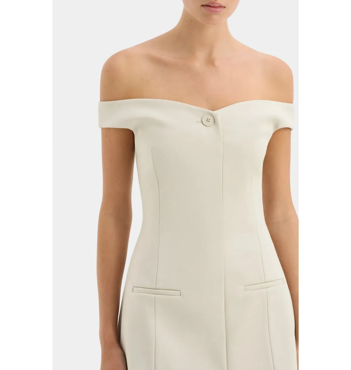SIR THE LABEL Sandrine Off Shoulder Tailored Mini Dress ECRU Size 0 / AU 6 - Image 2