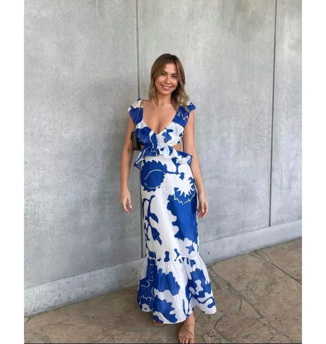 Sir The Label Vivi Frill Dress Merce Abstract Print Size AU 6 for rent on The Volte - main image