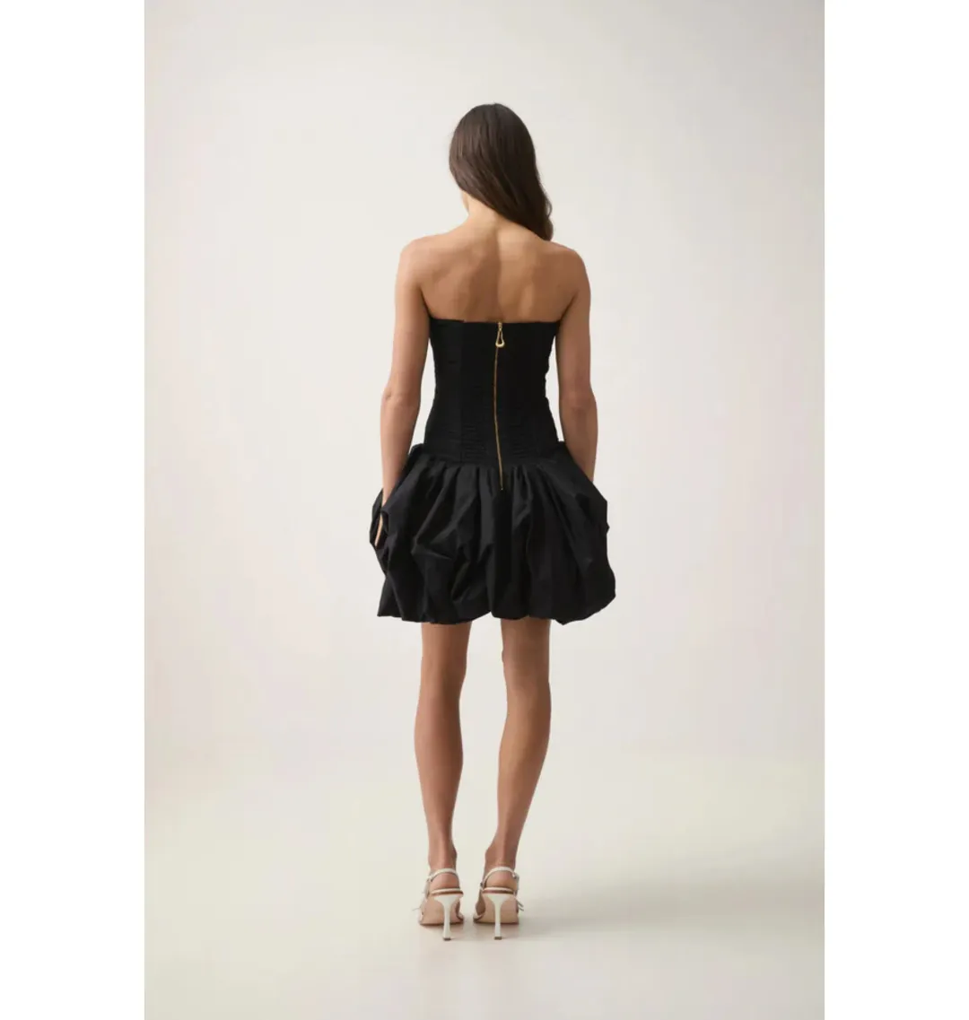 Aje Violette Bubble Hem Mini Dress in Black Size AU 6 for rent on The Volte - main image