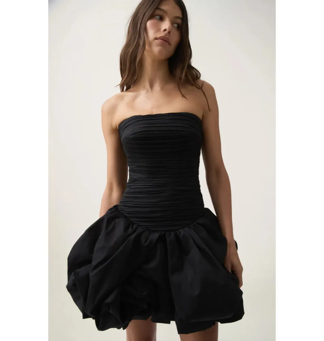 Aje Violette Bubble Hem Mini Dress in Black Size AU 8 for rent on The Volte - main image