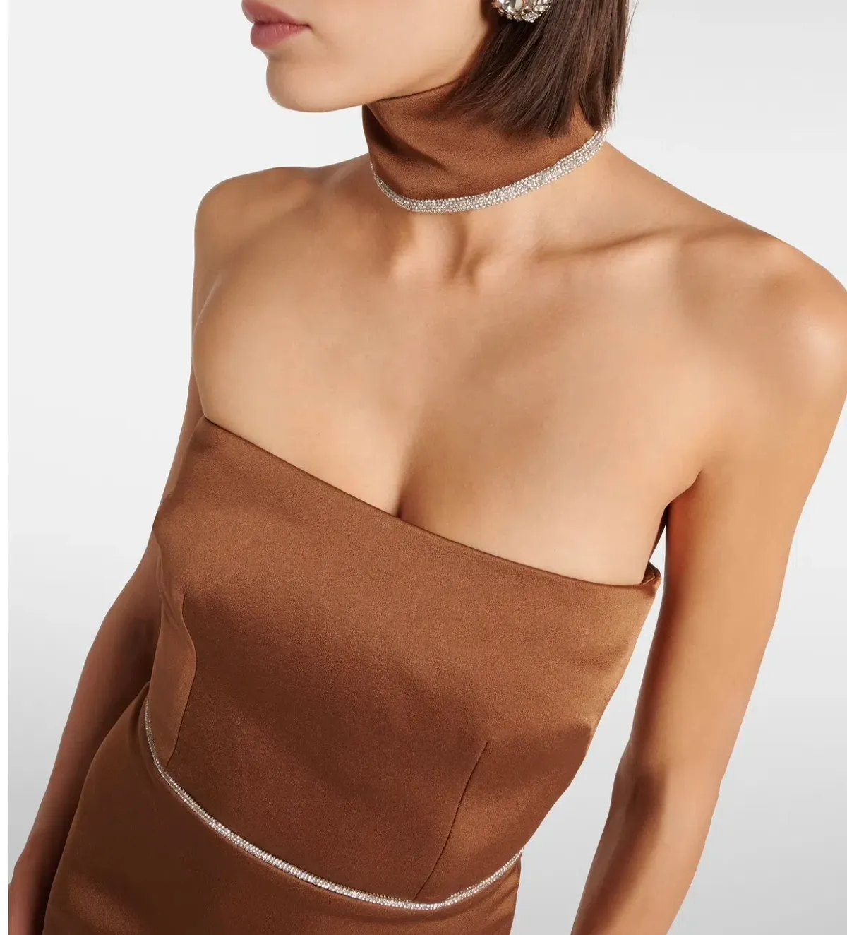 Alex Perry Crystal Embellished Satin Midi Dress Iron Size AU 10 - Image 3