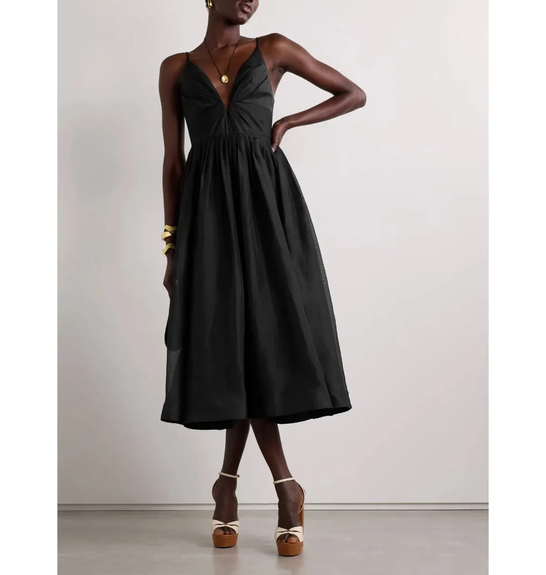 Zimmermann Illustration V Neck Midi Dress in Black Size 0 / AU 8 for rent on The Volte - main image