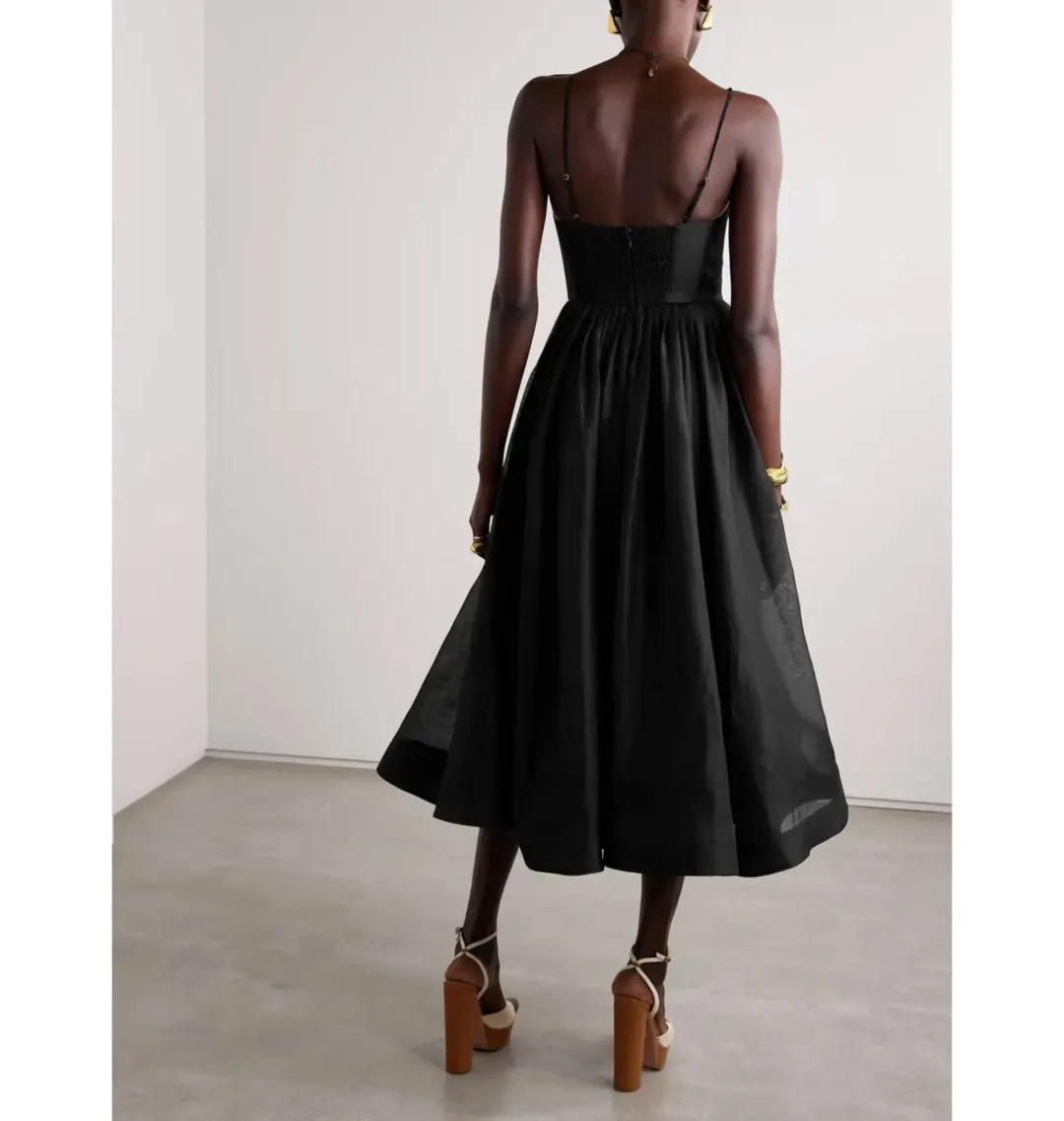Zimmermann Illustration V Neck Midi Dress in Black Size 0 / AU 8 for rent on The Volte - main image