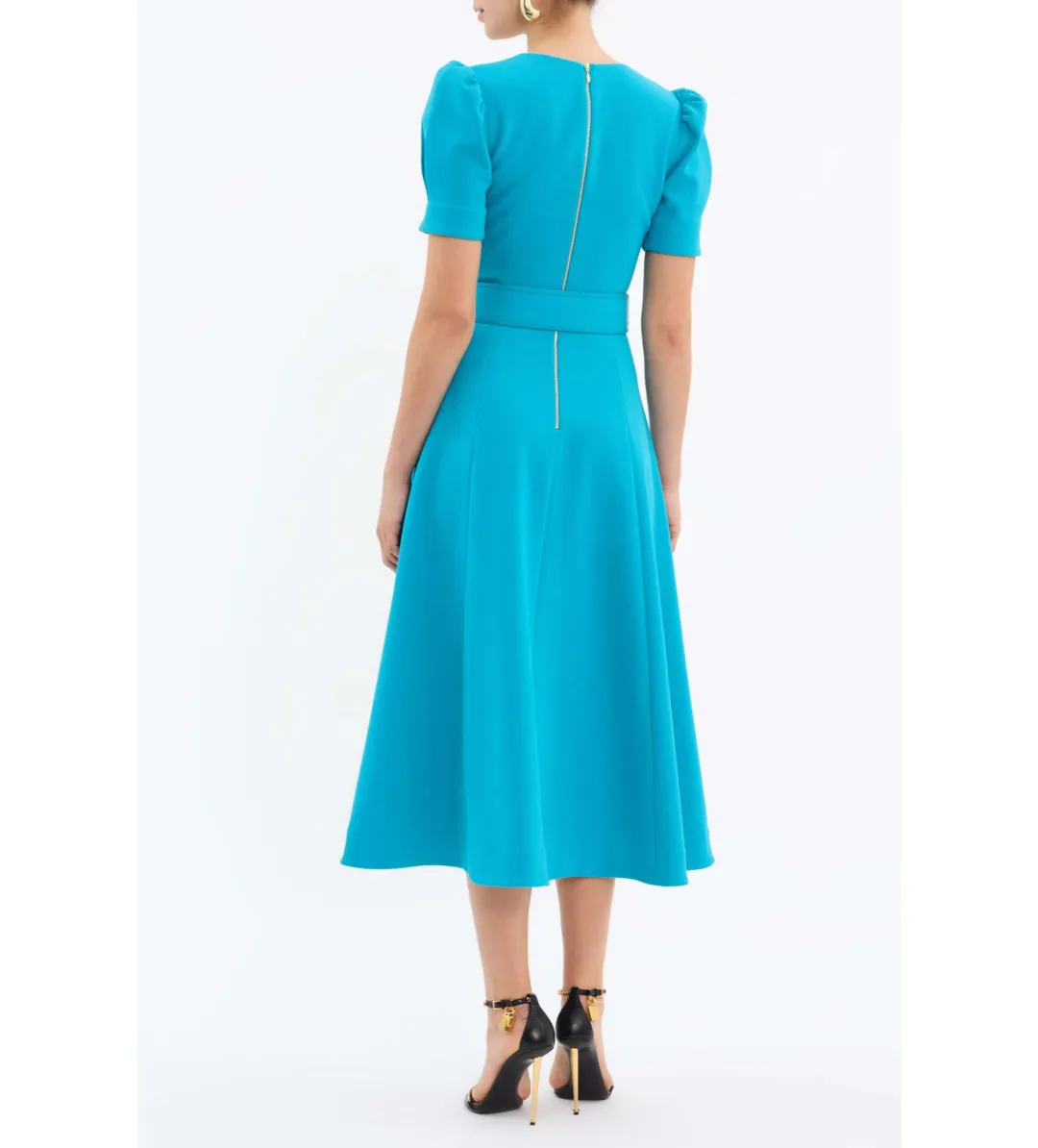 Rebecca Vallance Ella Short Sleeve Midi Dress Blue Size 10  for rent on The Volte - main image
