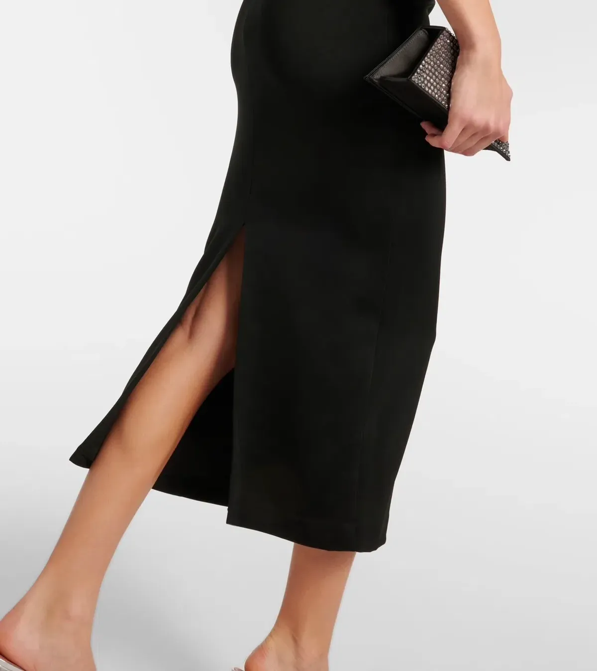 Alex Perry Crystal-embellished Satin Midi Dress Black Size 8 - Image 3