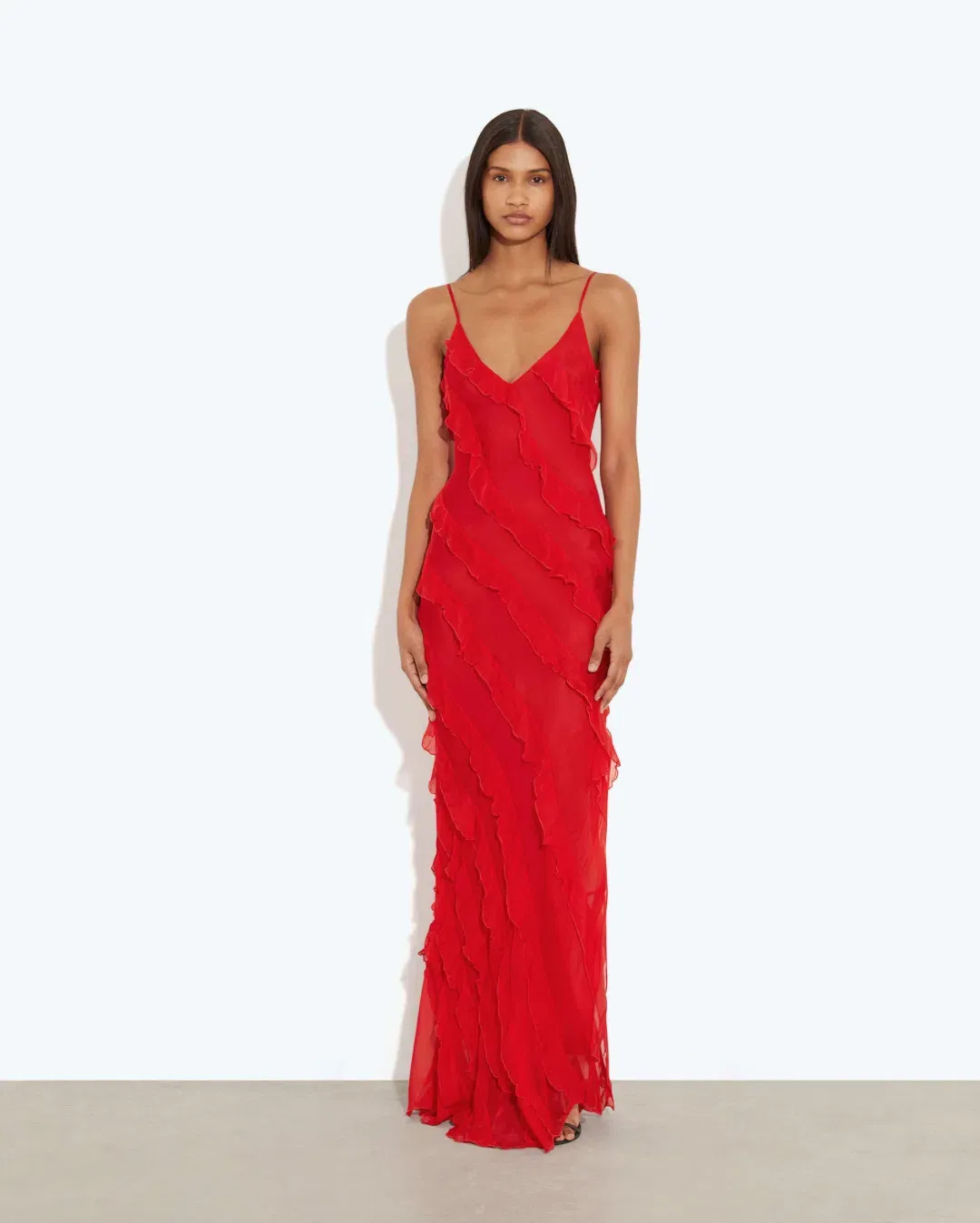 Rat & Boa Cecelia Ruffle Maxi Dress Red  Size XS/Au 6  for rent on The Volte - main image