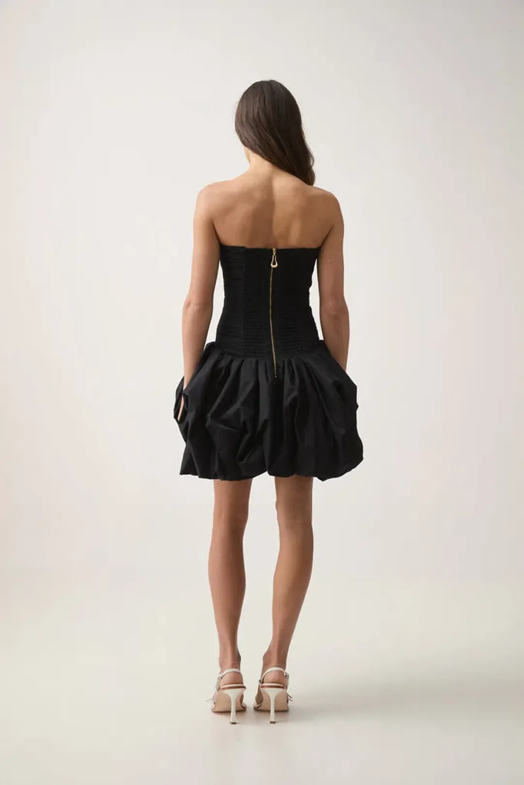 Aje Violette Bubble Hem Mini Dress Black Size 8 for rent on The Volte - main image