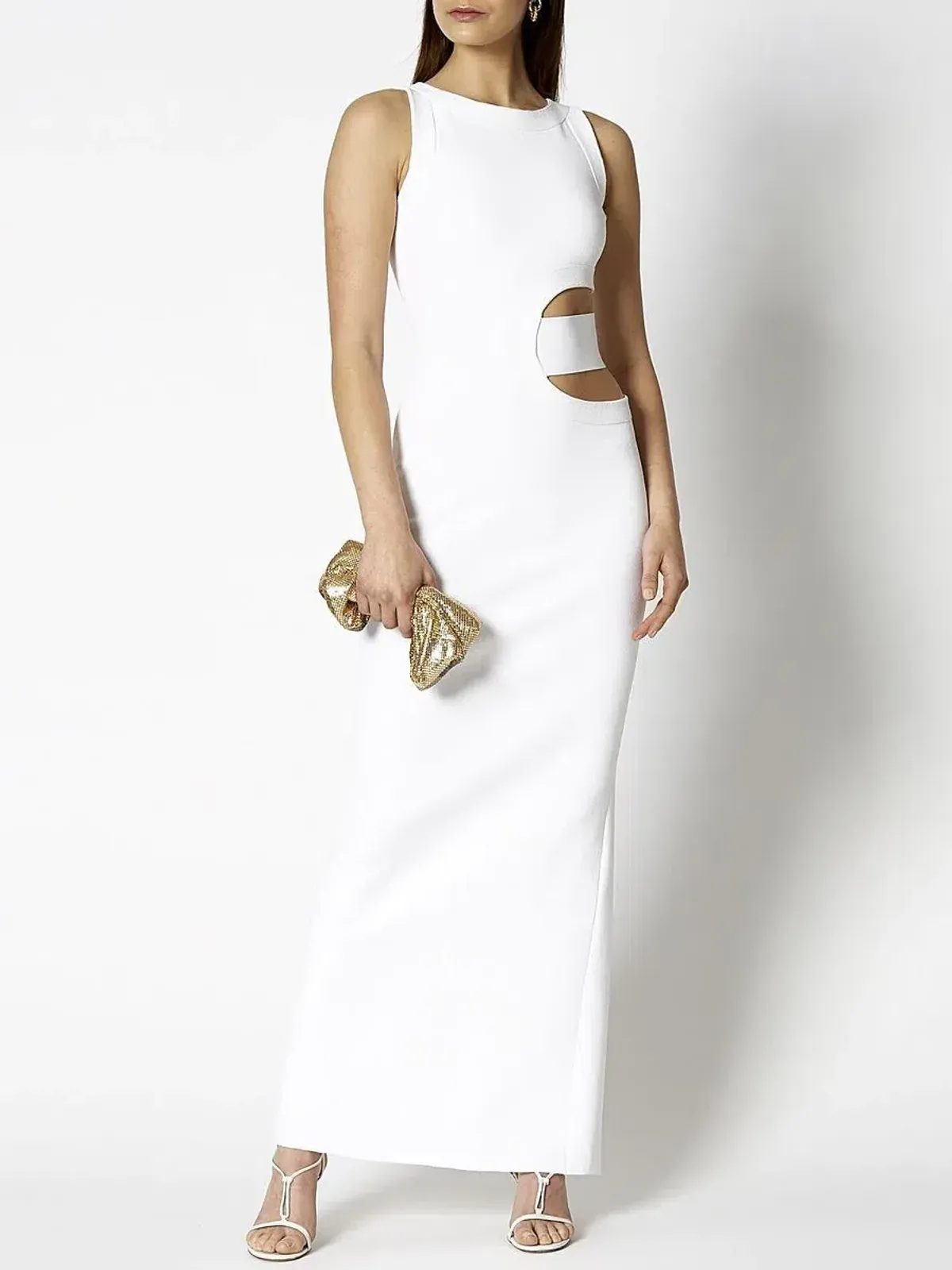 Scanlan Theodore Crepe Knit Gown White Size 6 - Image 1