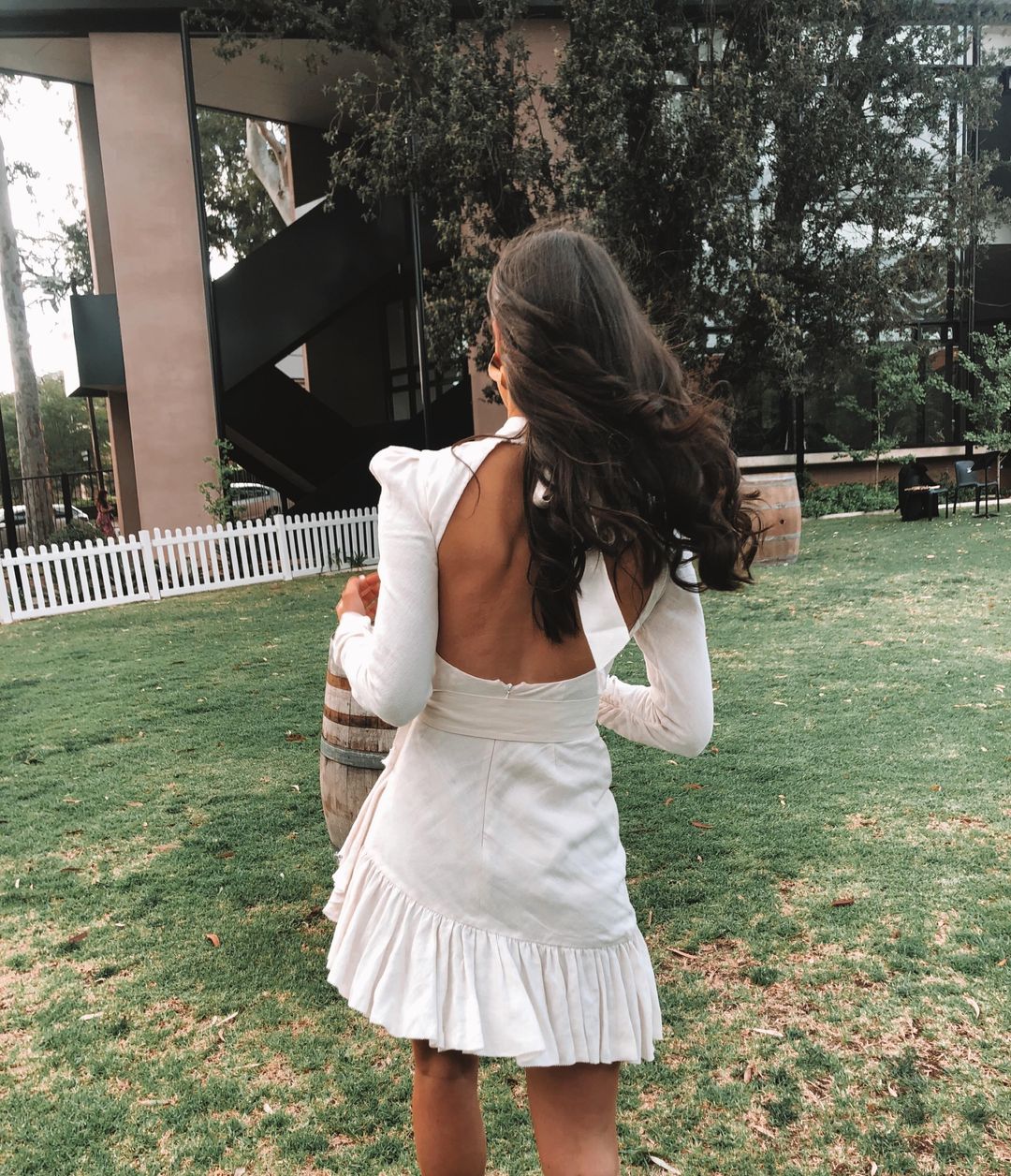 Zimmermann Asymmetric Flounce Mini Dress Cream Size 0 for rent on The Volte - main image