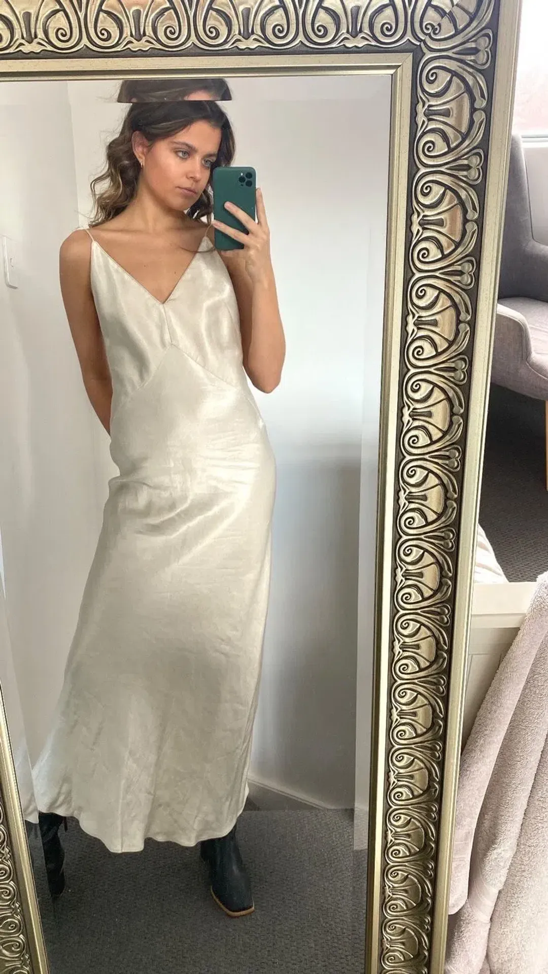 Christopher Esber Dune Structured Cami Dress Raw Silver Size 8 for rent on The Volte - main image