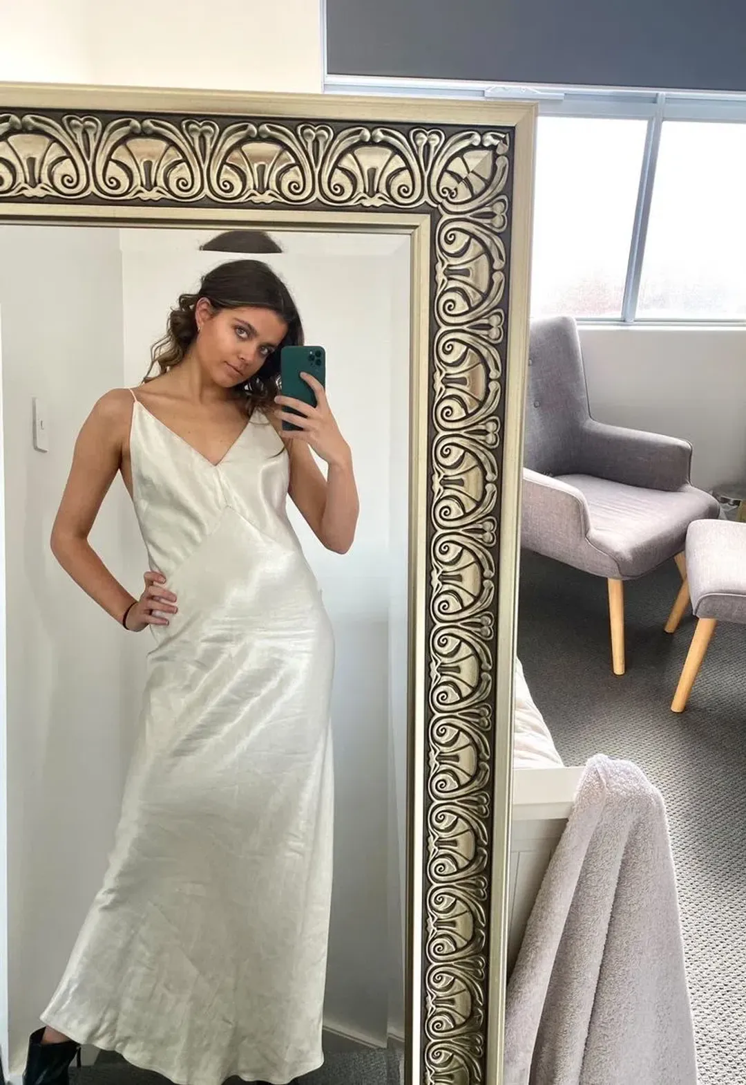 Christopher Esber Dune Structured Cami Dress Raw Silver Size 8 for rent on The Volte - main image