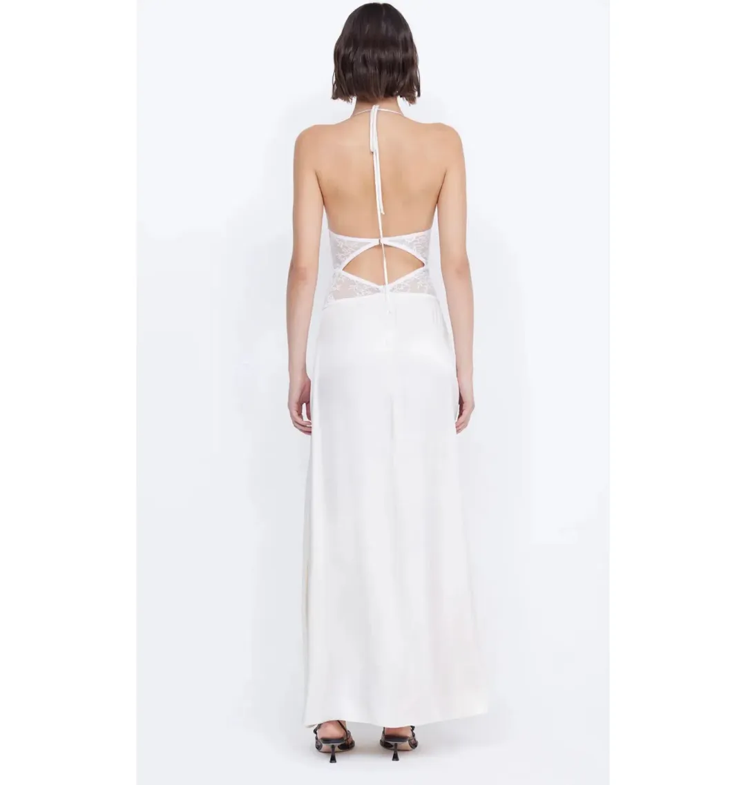 Bec & Bridge Santal Halter Maxi Dress Ivory Size AU 8 for rent on The Volte - main image