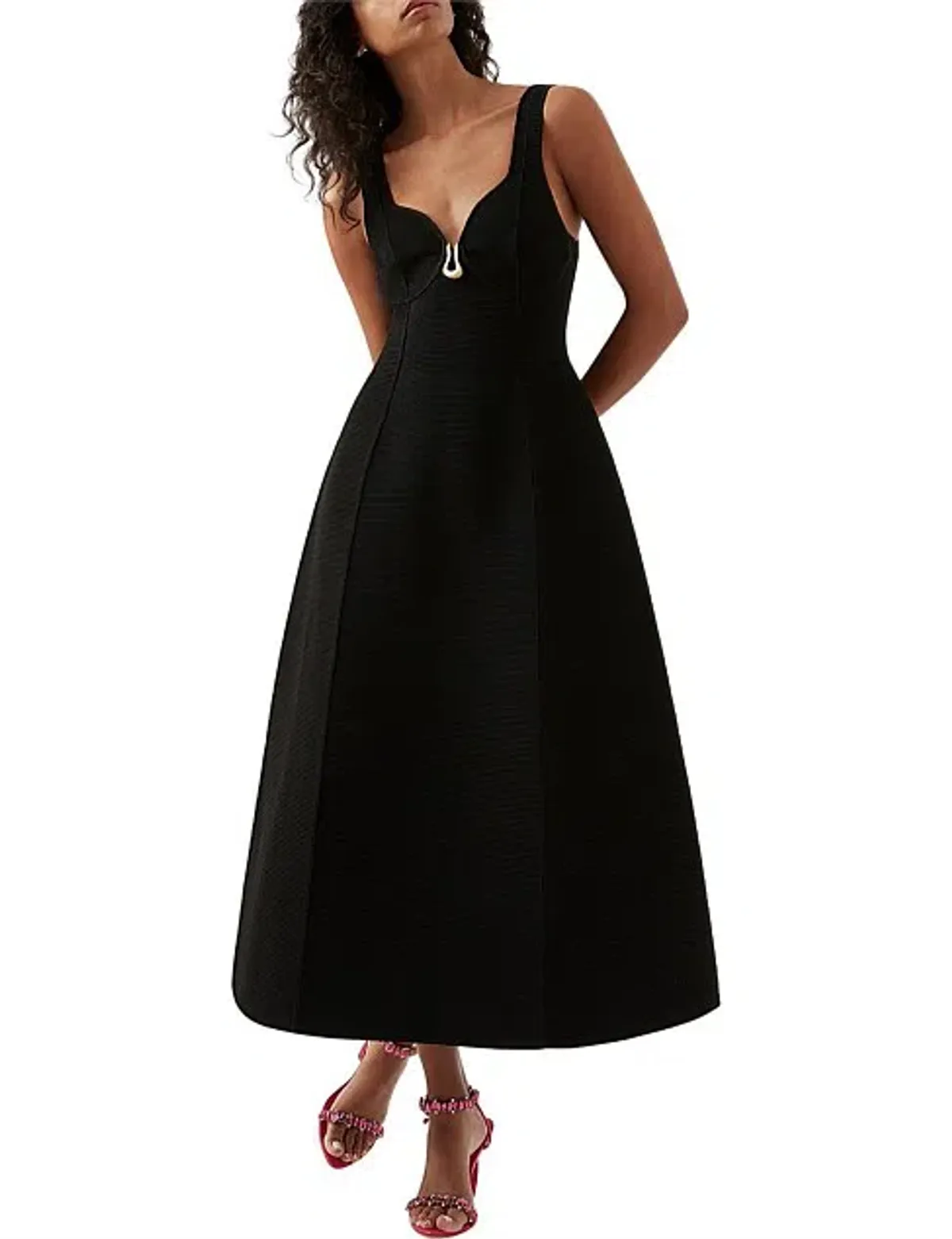 Aje Sylvette Knit Midi Dress Black Size AU 10  - Image 1