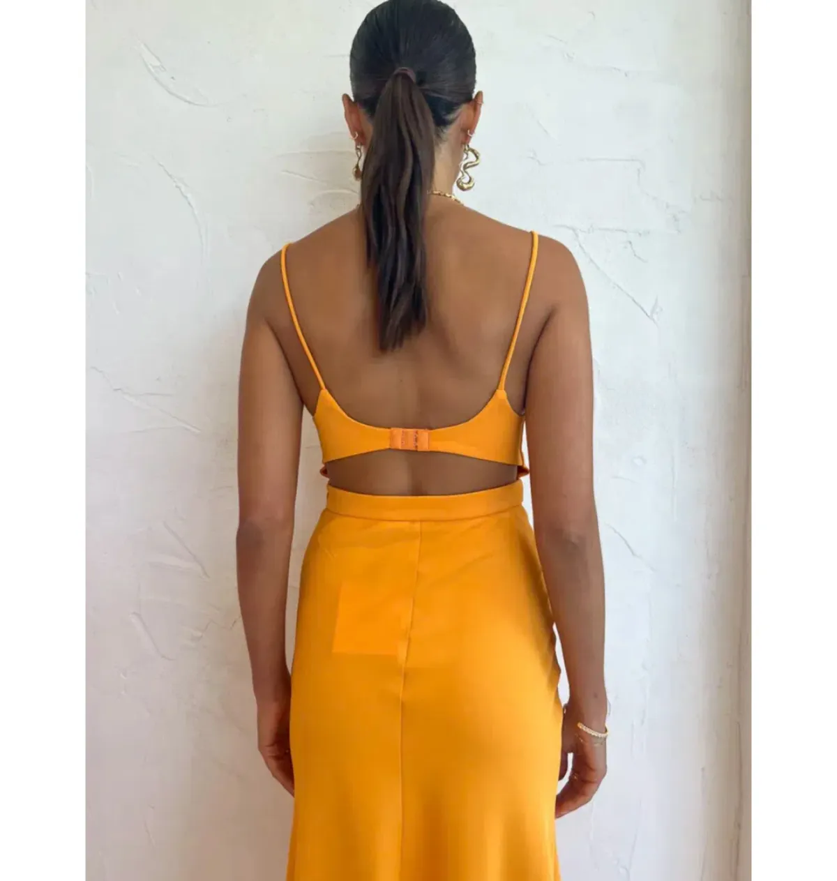 By Johnny Callia Wire Midi Dress In Apricot Orange Size AU 12 - Image 6