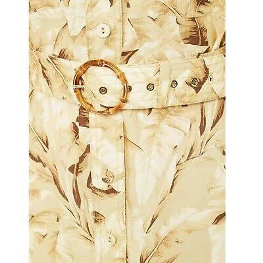 Zimmermann Linen Belted Shirt Dress Palm Tree Print Size 3 / AU 14 for rent on The Volte - main image