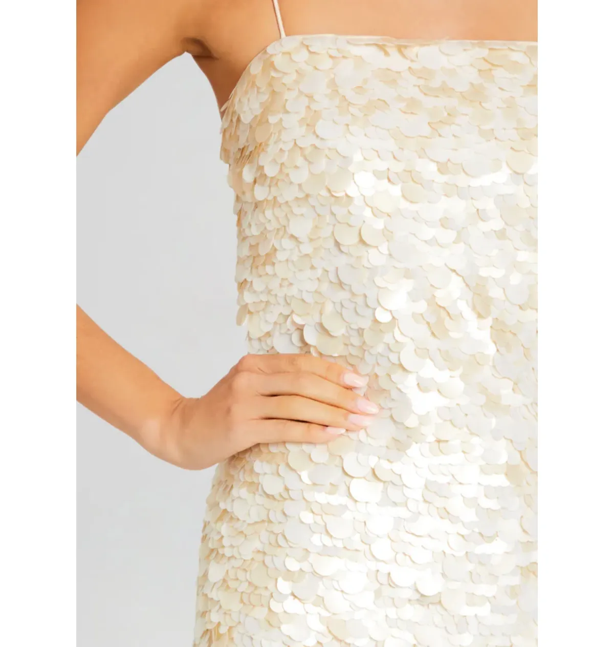 Retrofete Eleanora Sequin Dress Beige/White Side XS / AU 6 - Image 2
