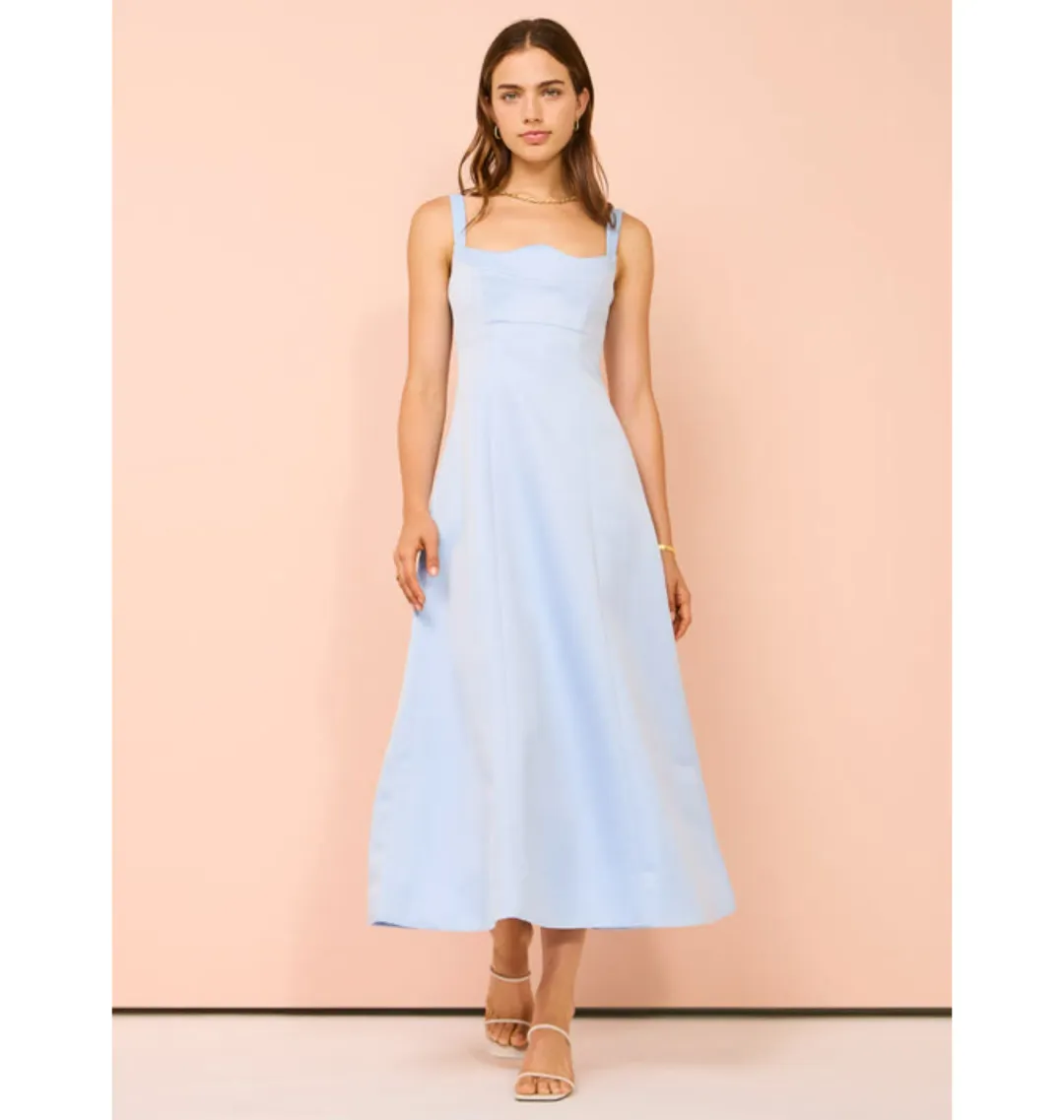 Leo Lin Odette Midi Dress In Sky Blue Size AU 12 for rent on The Volte - main image