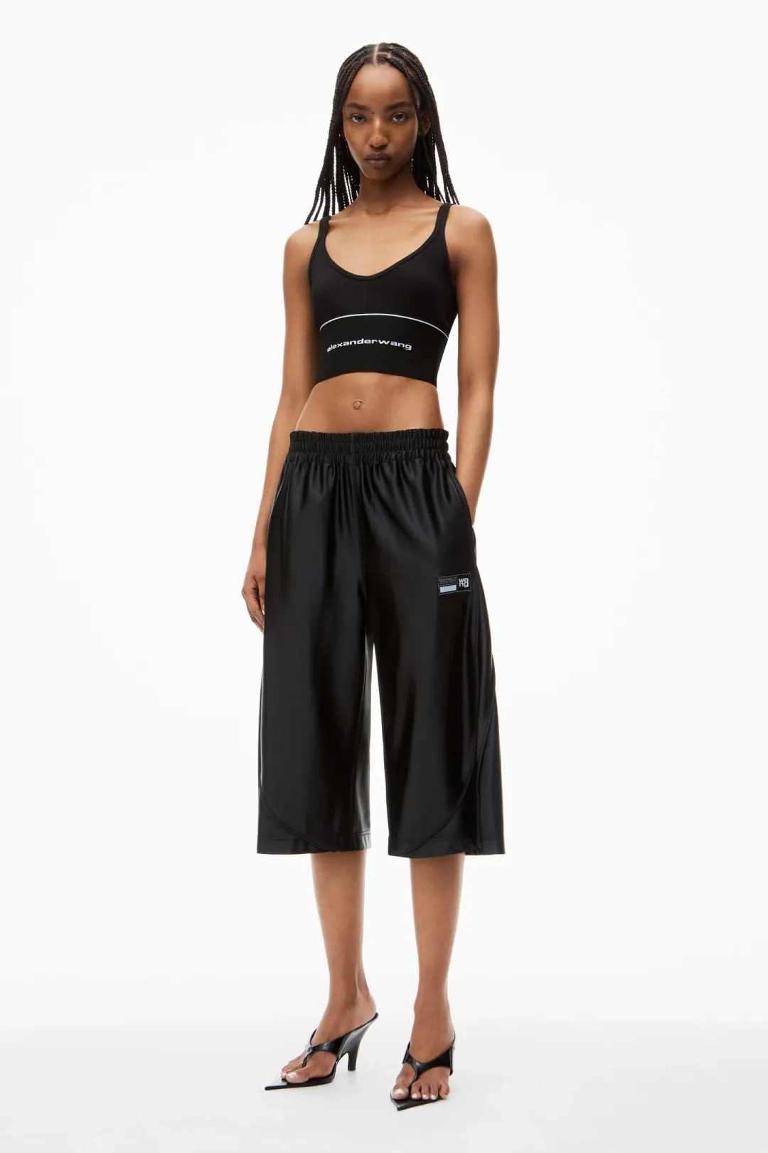 Alexander Wang Logo Elastic Bra in Black Ribbed Jersey Size S / AU 8 for rent on The Volte - main image