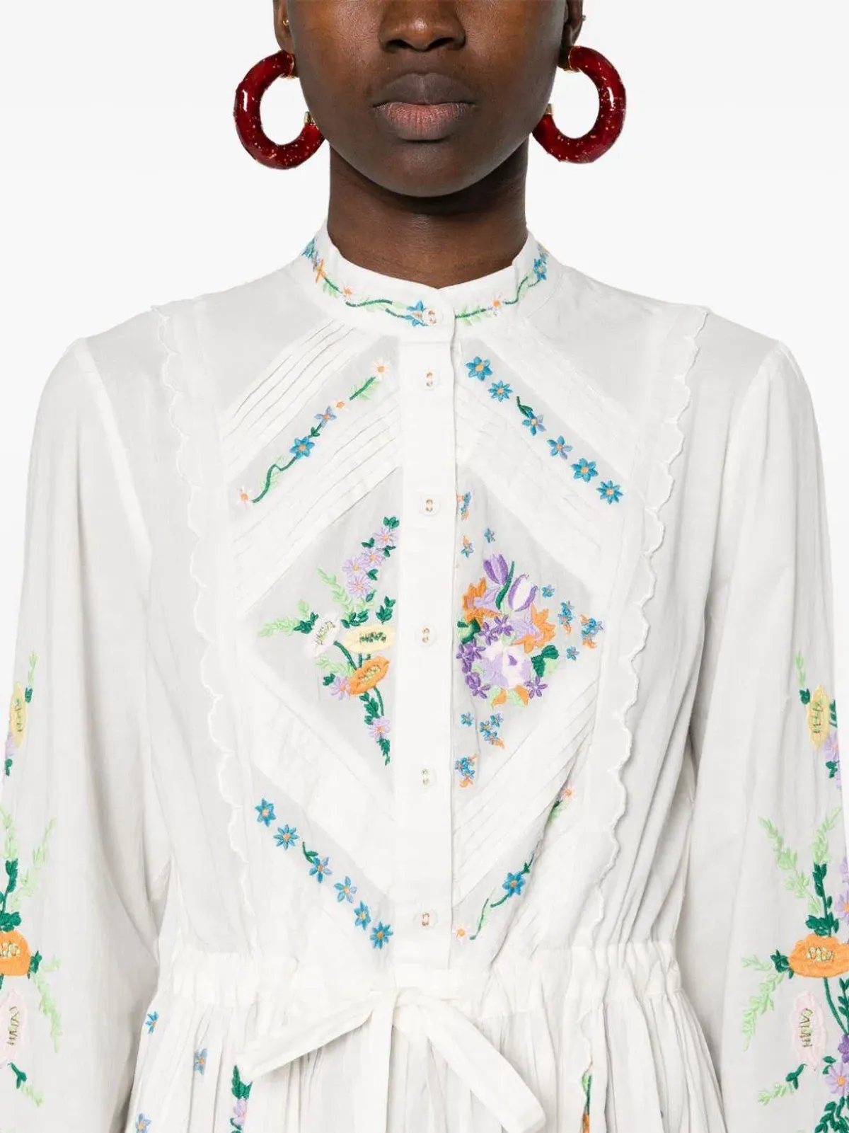 Alemais Willa Embroidered Shirt Dress White Floral Size AU 10 - Image 3