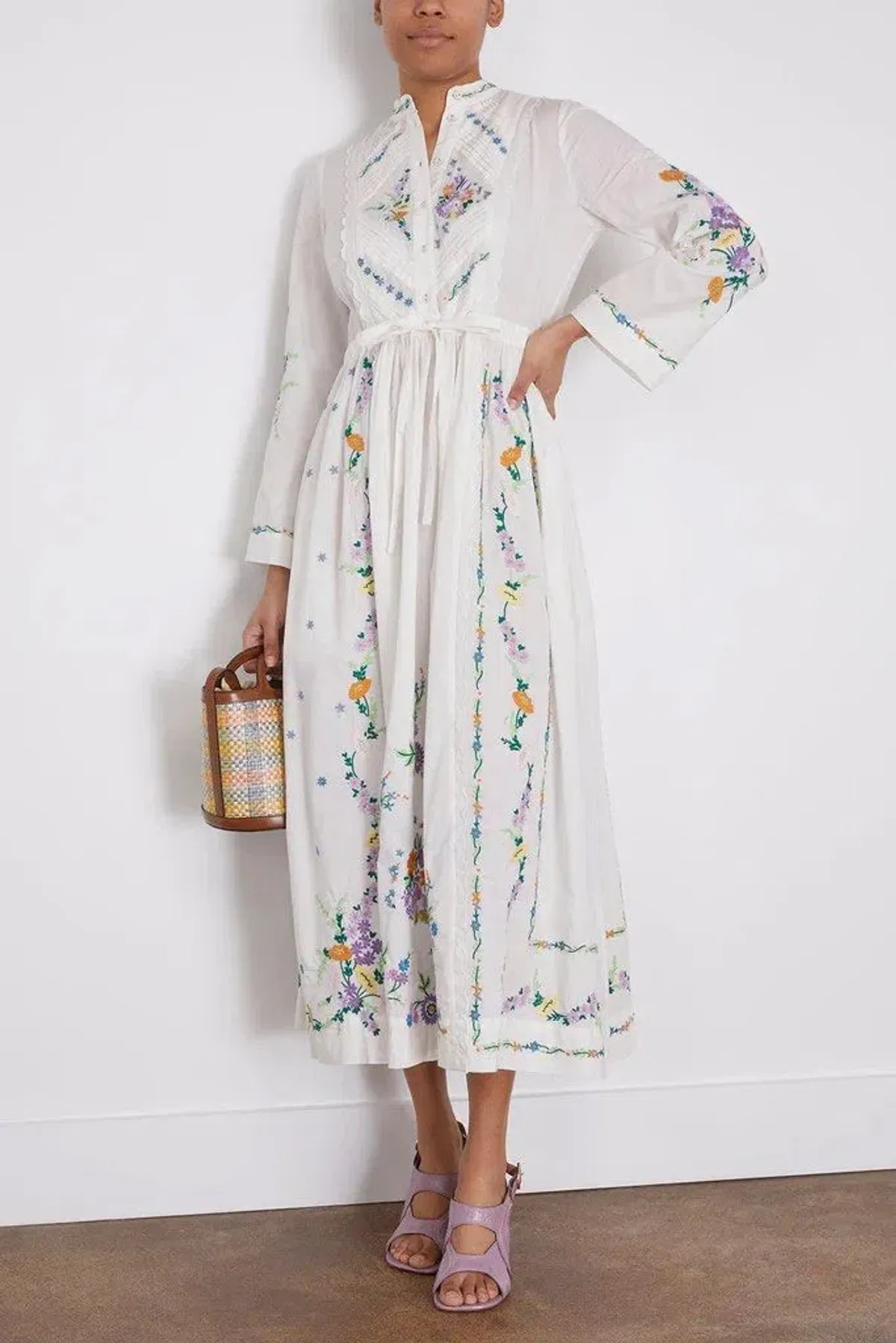 Alemais Willa Embroidered Shirt Dress White Floral Size AU 10 - Image 12